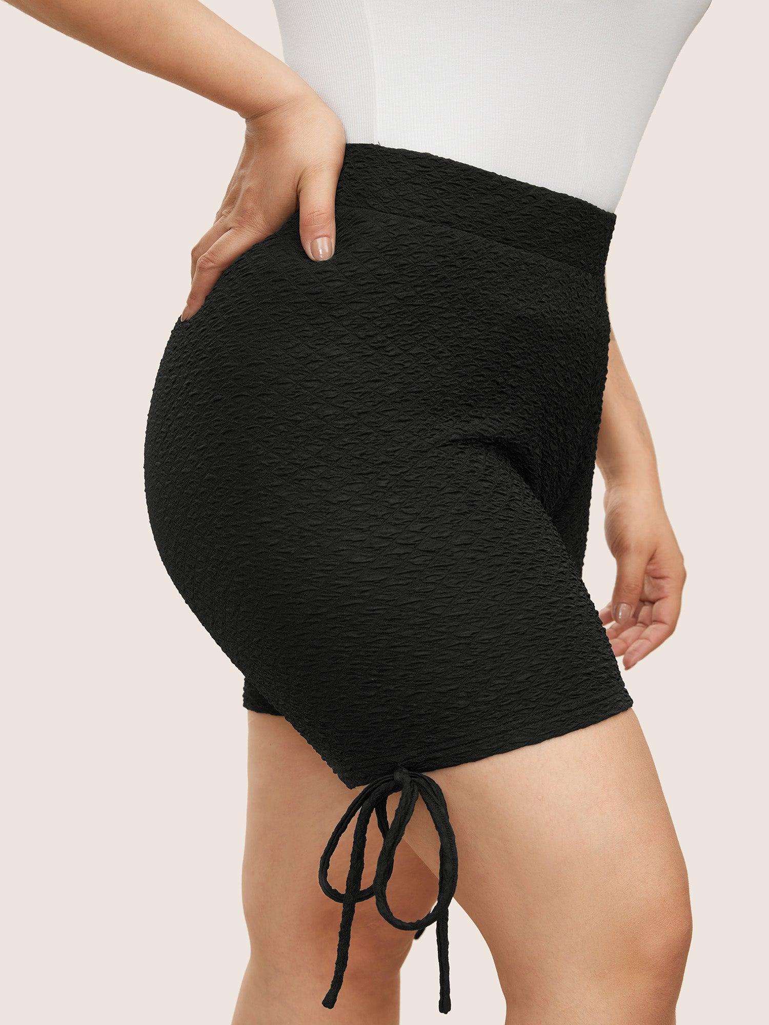 Plisse Tie Knot Elastic Waist High Rise Leggings Female Product Image