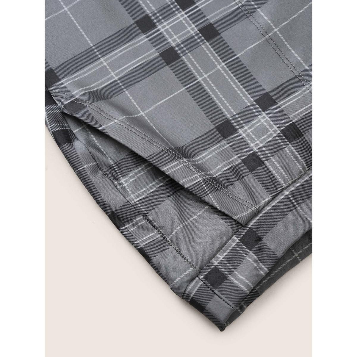 Plus Size Plaid High Rise Slant Pocket Skinny Leggings Women DimGray At the Office High stretch Skinny High Rise Office Leggings BloomChic 30/6X Product Image