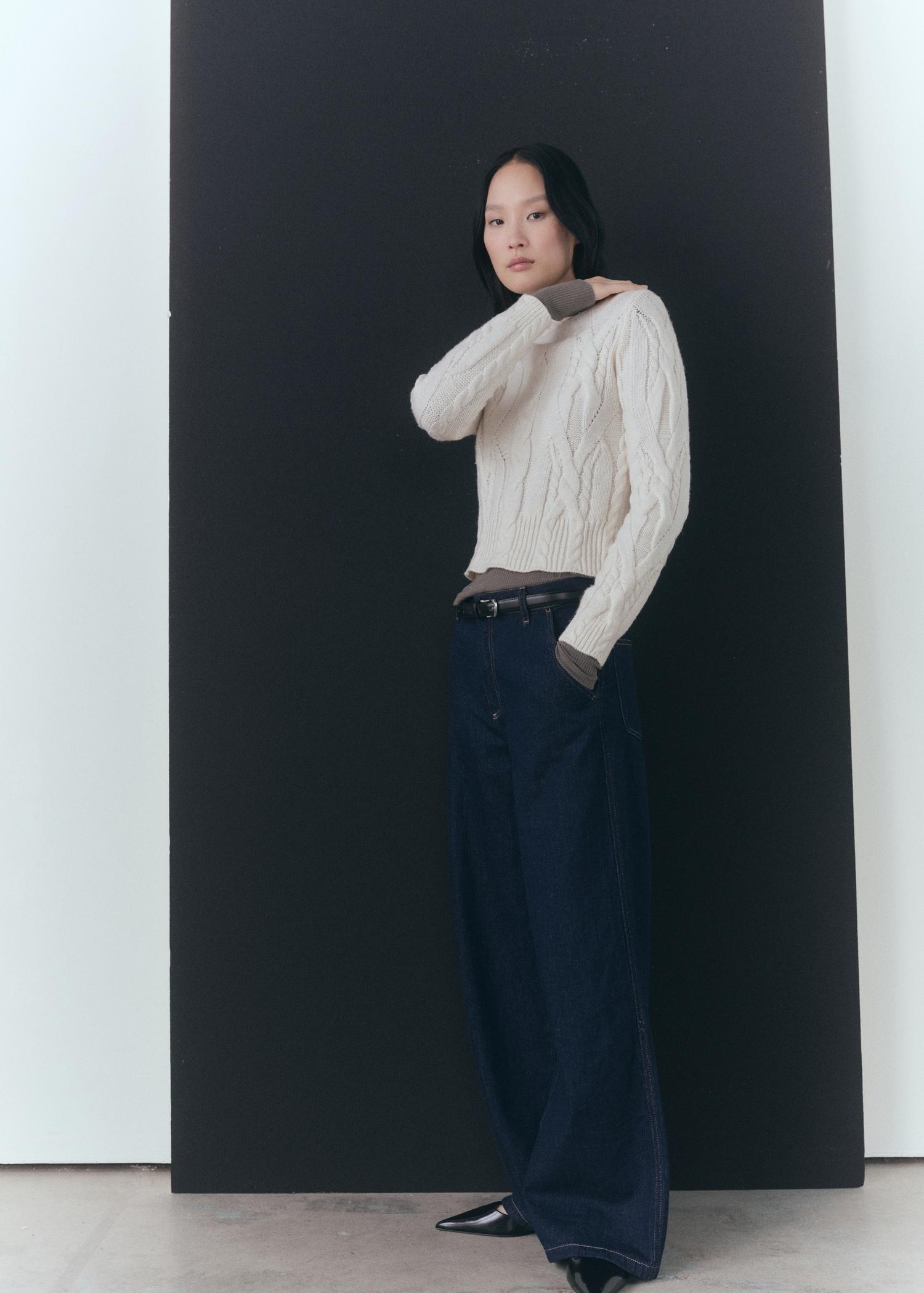 Braided sweater with perkins neck - Women | MANGO USA Product Image