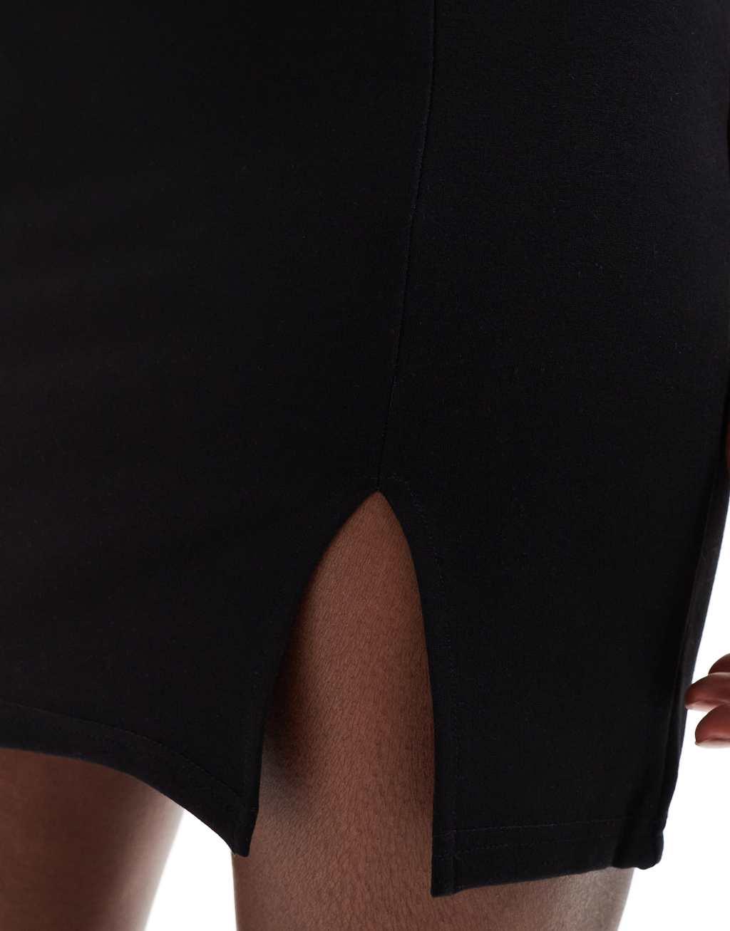 ASOS DESIGN ponte split hem mini skirt in black Product Image