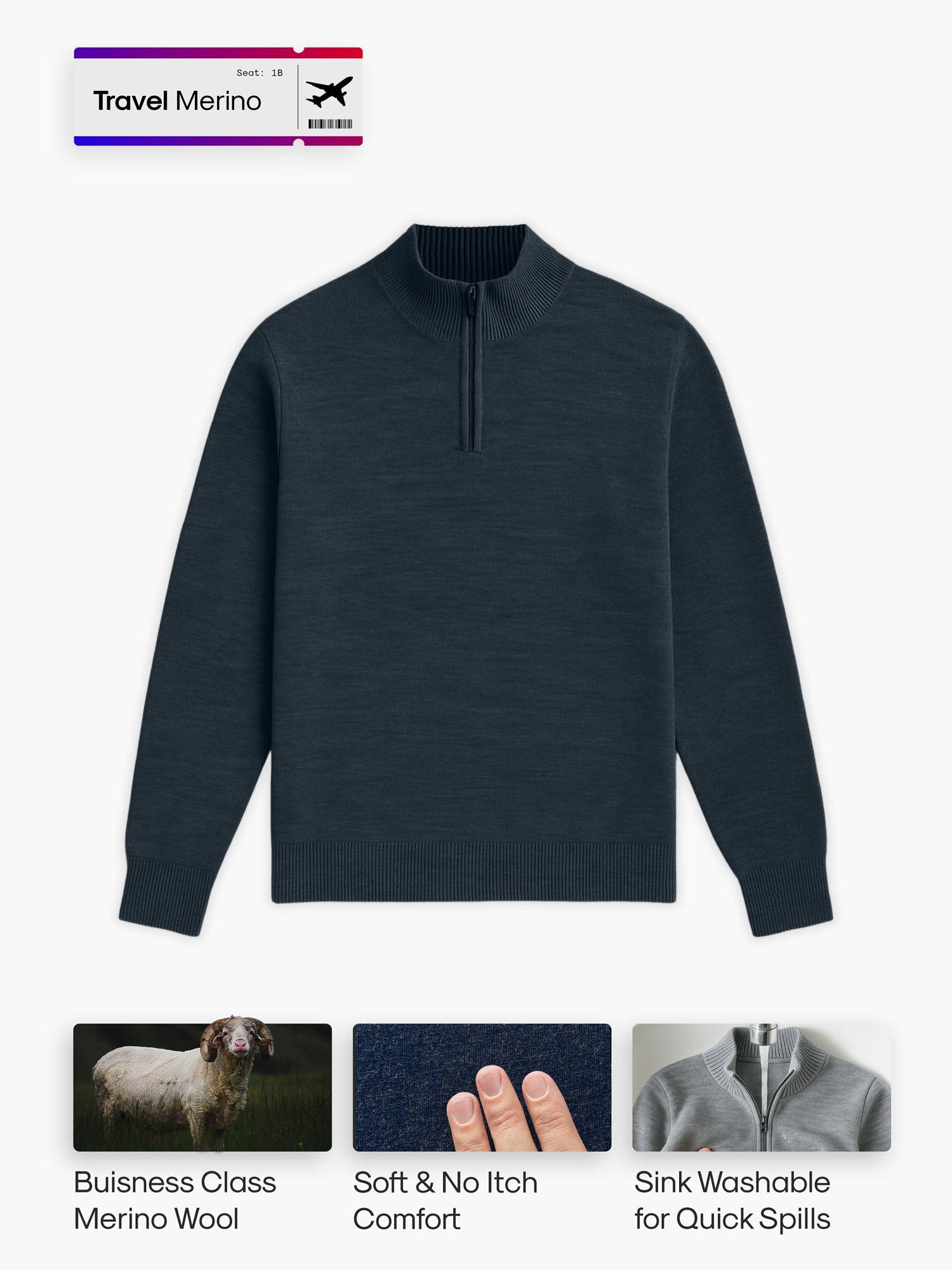 Men's Travel Merino 1/4 Zip - Camel Product Image