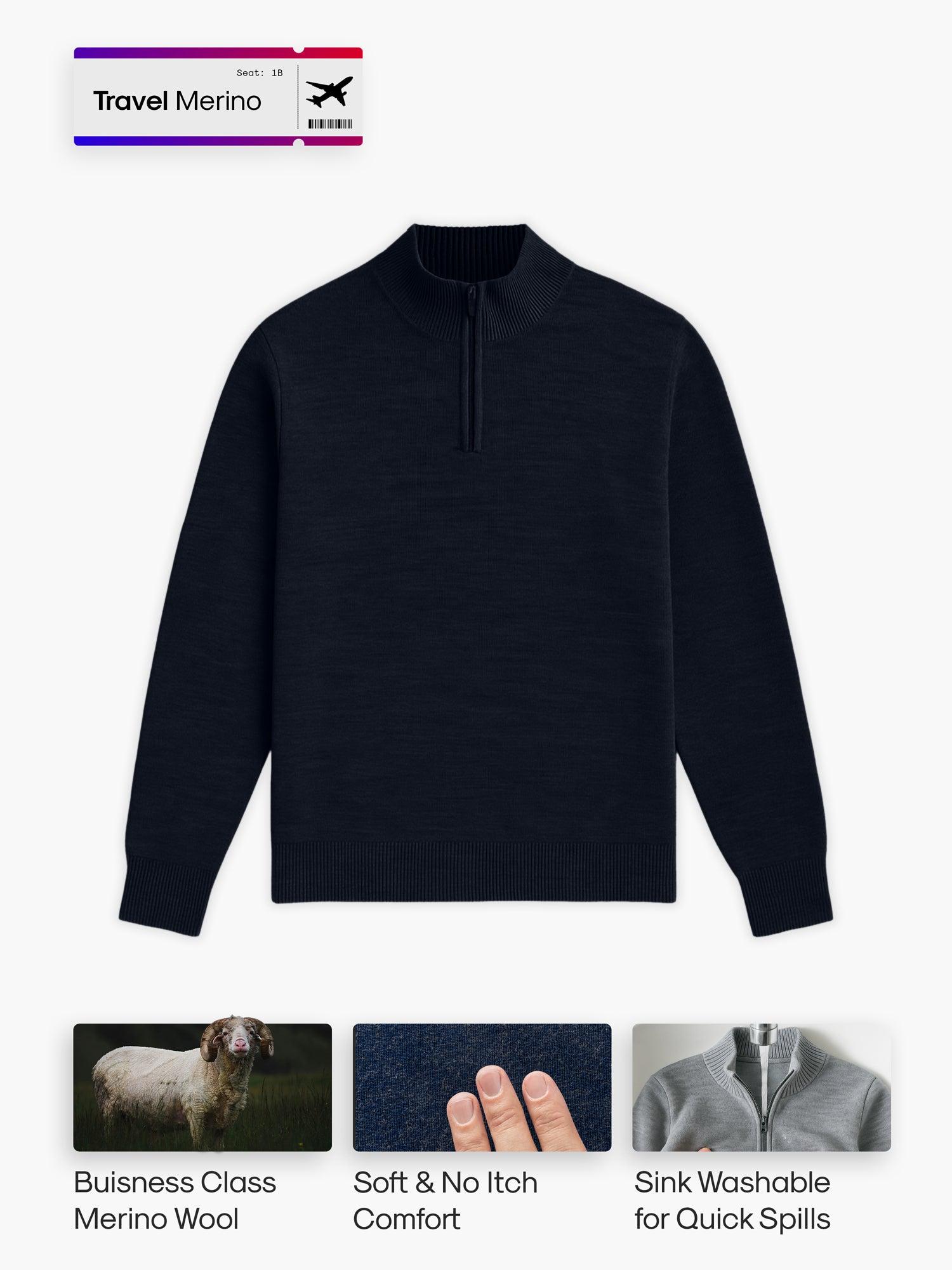 Men's Travel Merino 1/4 Zip - Merlot Product Image