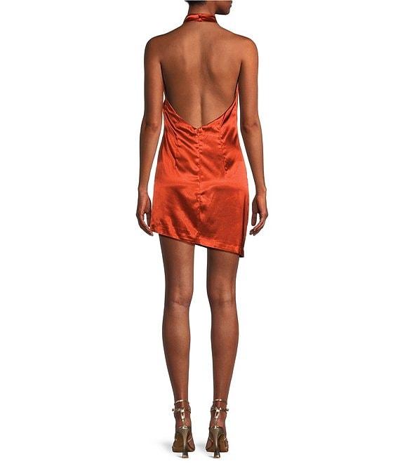 GB Social Cowl Halter Neck Satin Mini Dress Product Image