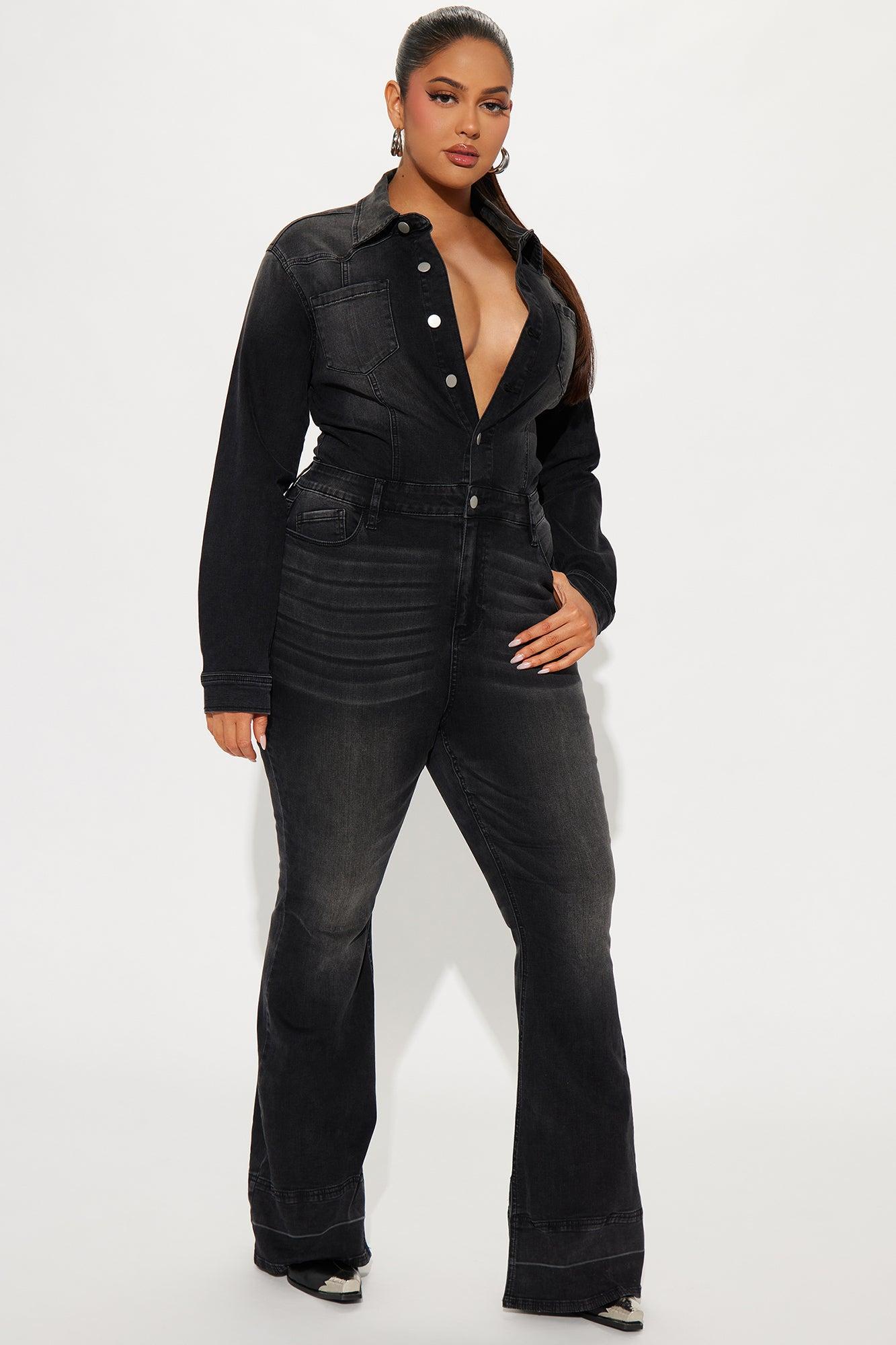 Playing Games Denim Jumpsuit - Charcoal Product Image