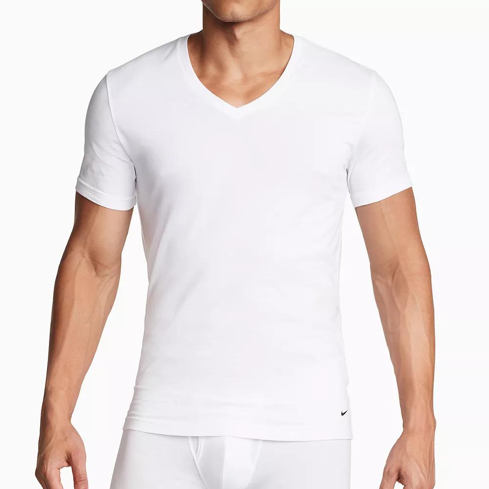 Men's Nike 2-Pack Dri-FIT Essential Cotton Stretch V-Neck Undershirt,  Product Image