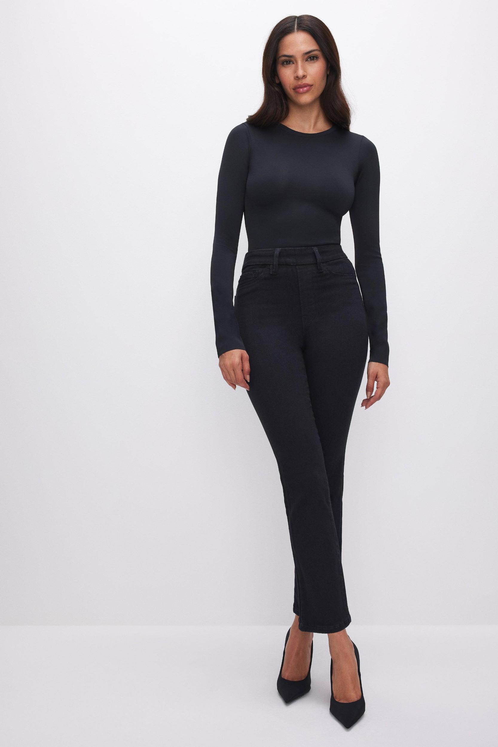 POWER STRETCH PULL-ON STRAIGHT JEANS | BLACK001 Product Image