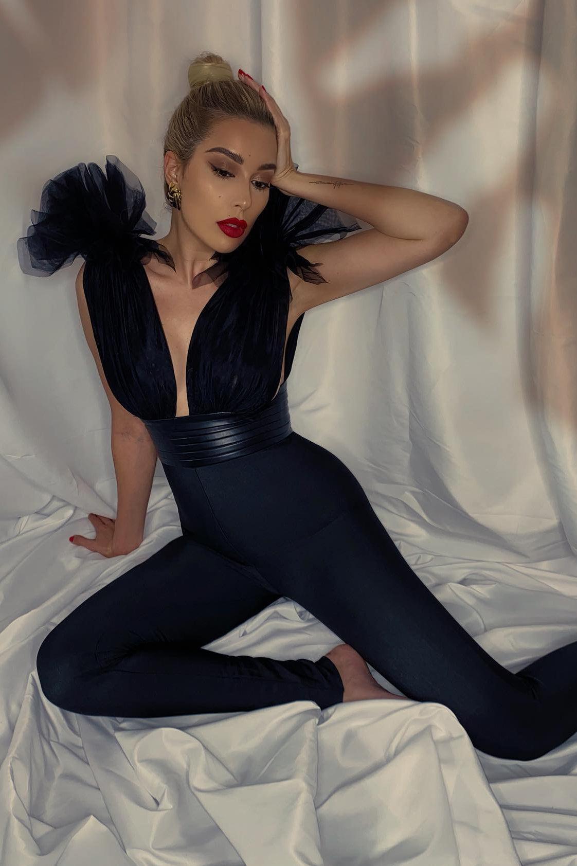 Editorial Bandage Jumpsuit - Black Product Image