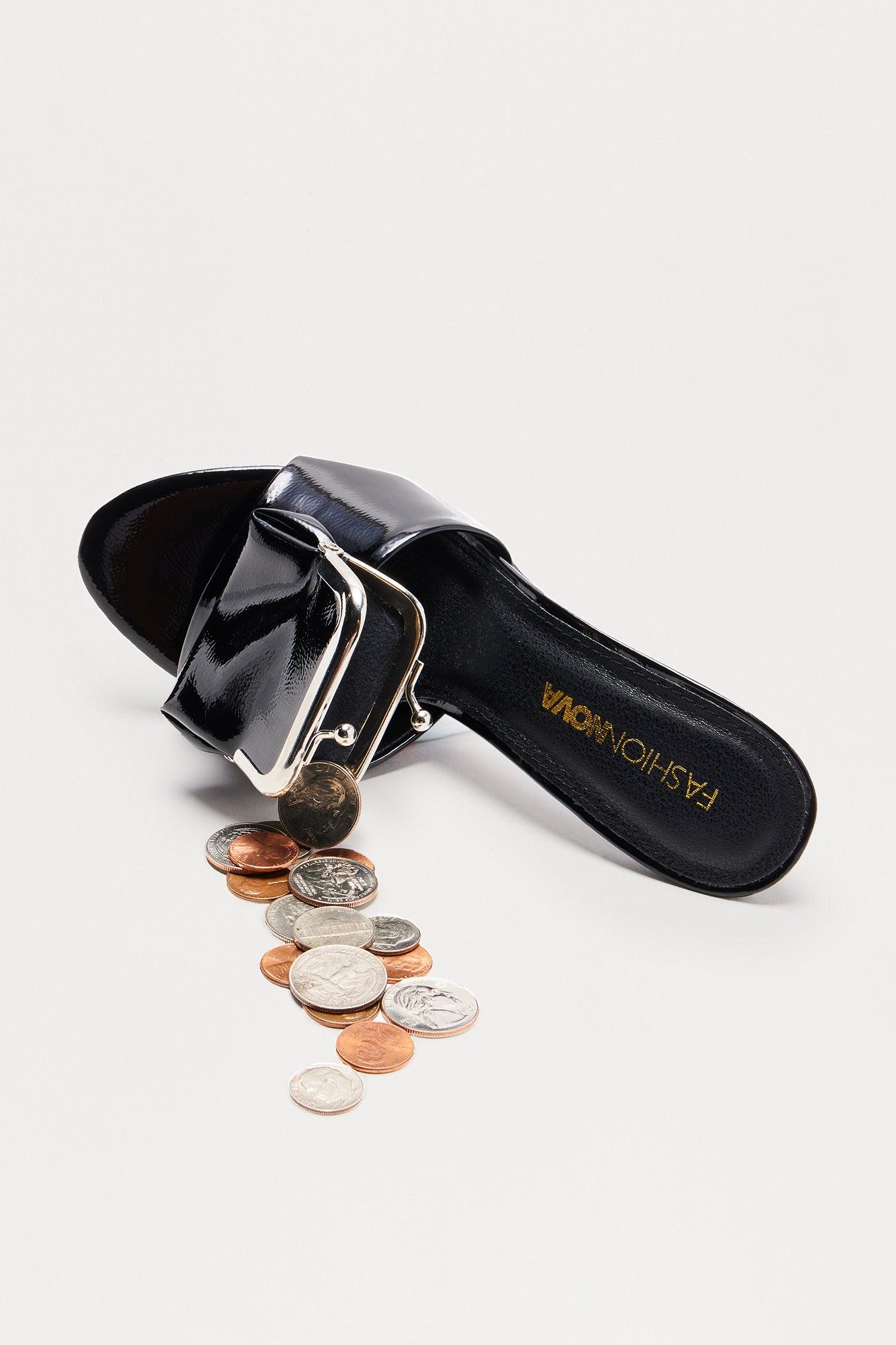 Lucky Penny Faux Patent Mules - Black Female Product Image