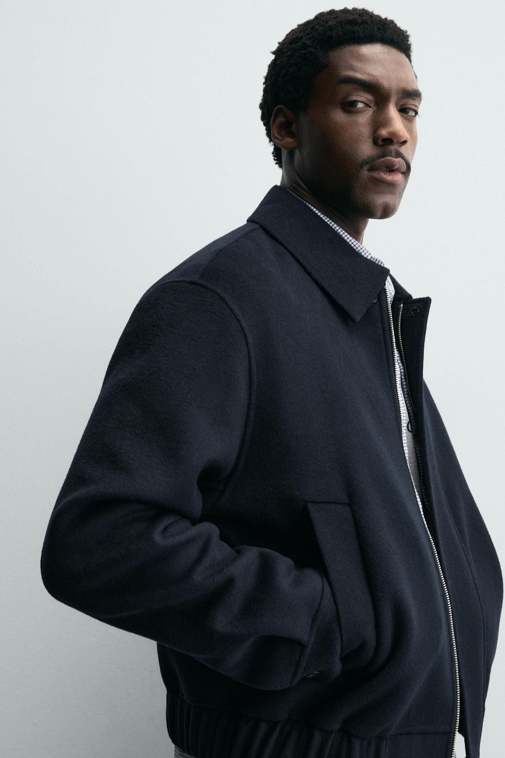 WOOL BLEND CROPPED FIT OVERSHIRT Product Image