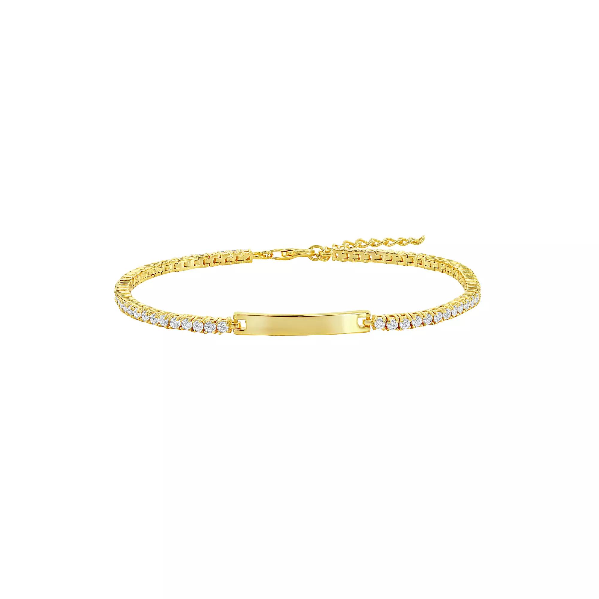 Cubic Zirconia Tennis Paper Clip Bracelet, Womens Gold Tone Product Image