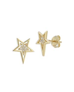 Moon & Meadow 14K Yellow Gold Diamond Star Stud Earrings Product Image