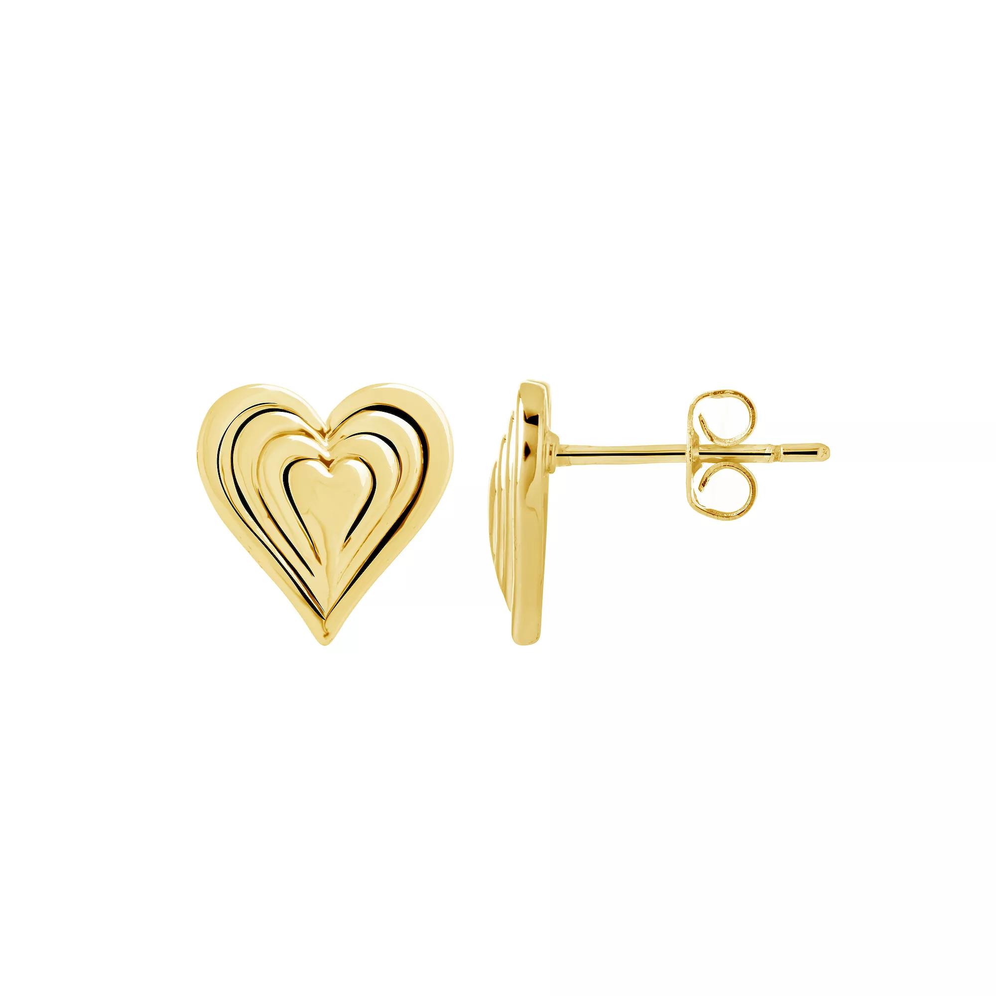 MC Collective Textured Heart Stud Earrings, Women's, Gold Tone Product Image