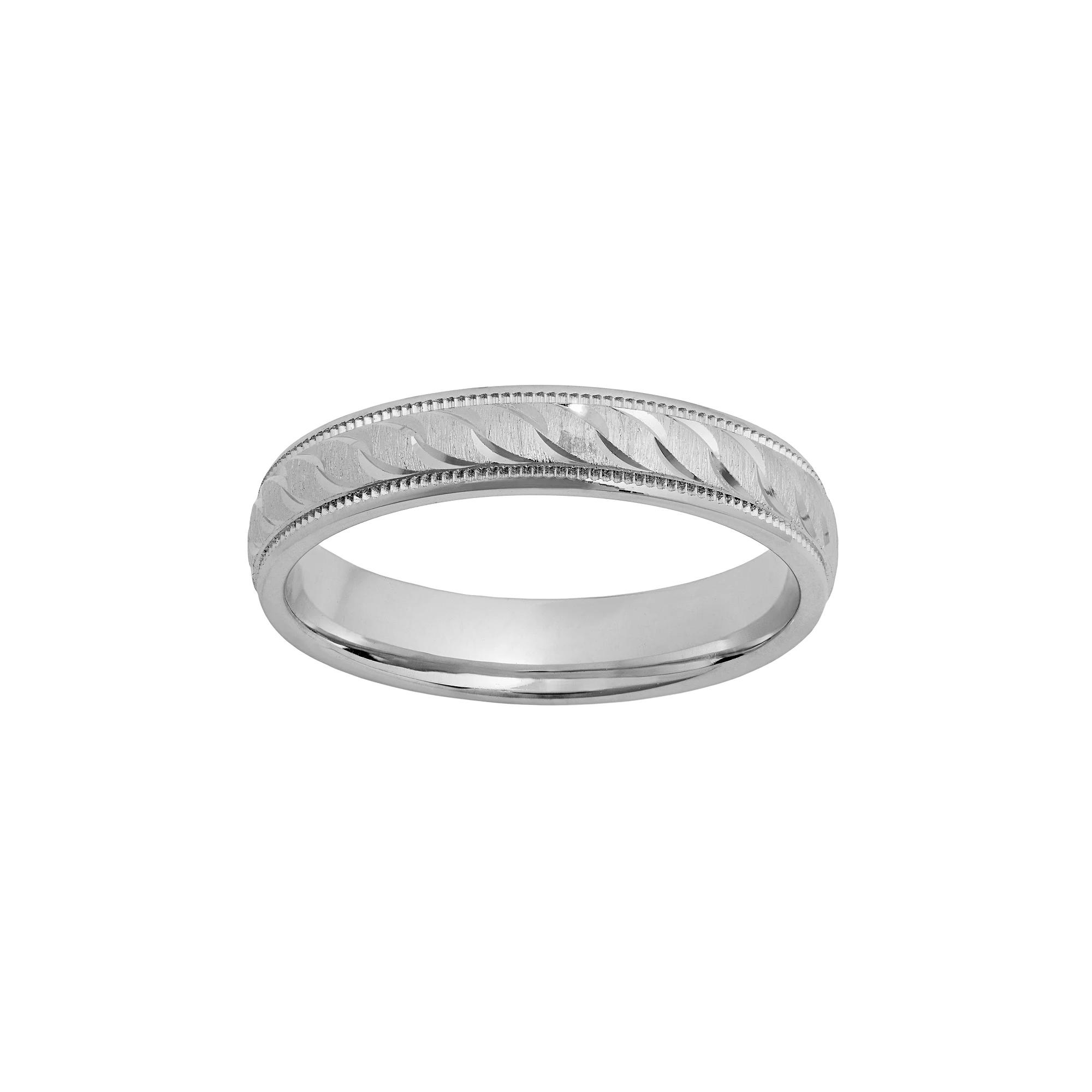 Sterling Silver Textured Wedding Ring, Men's, Size: 7.50, Grey Product Image