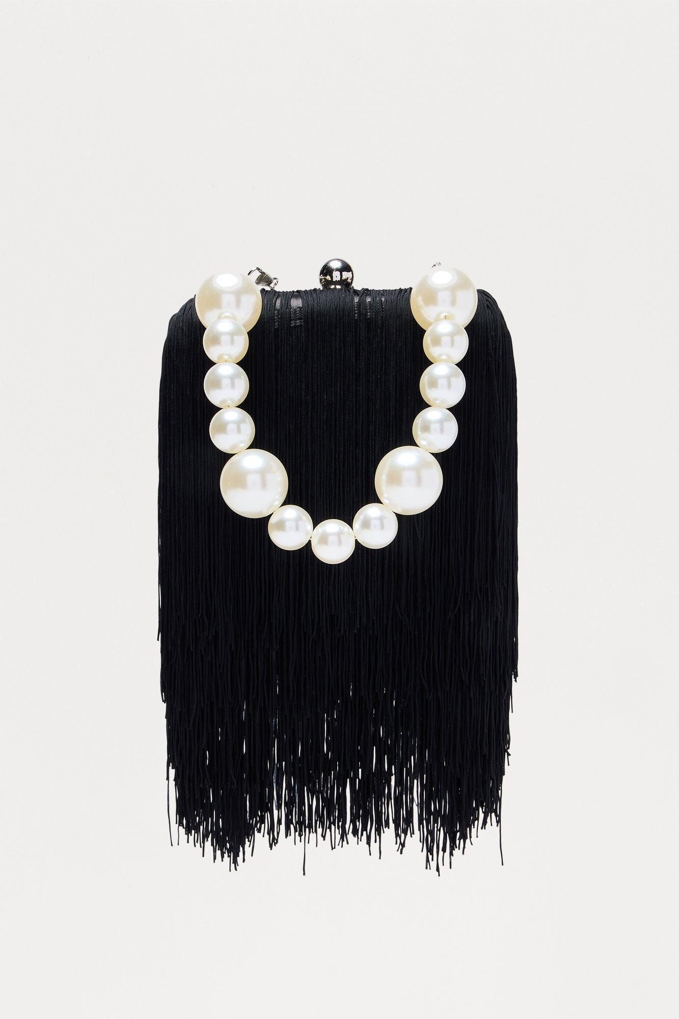 Full Fringe Clutch Handbag - Black Female Product Image
