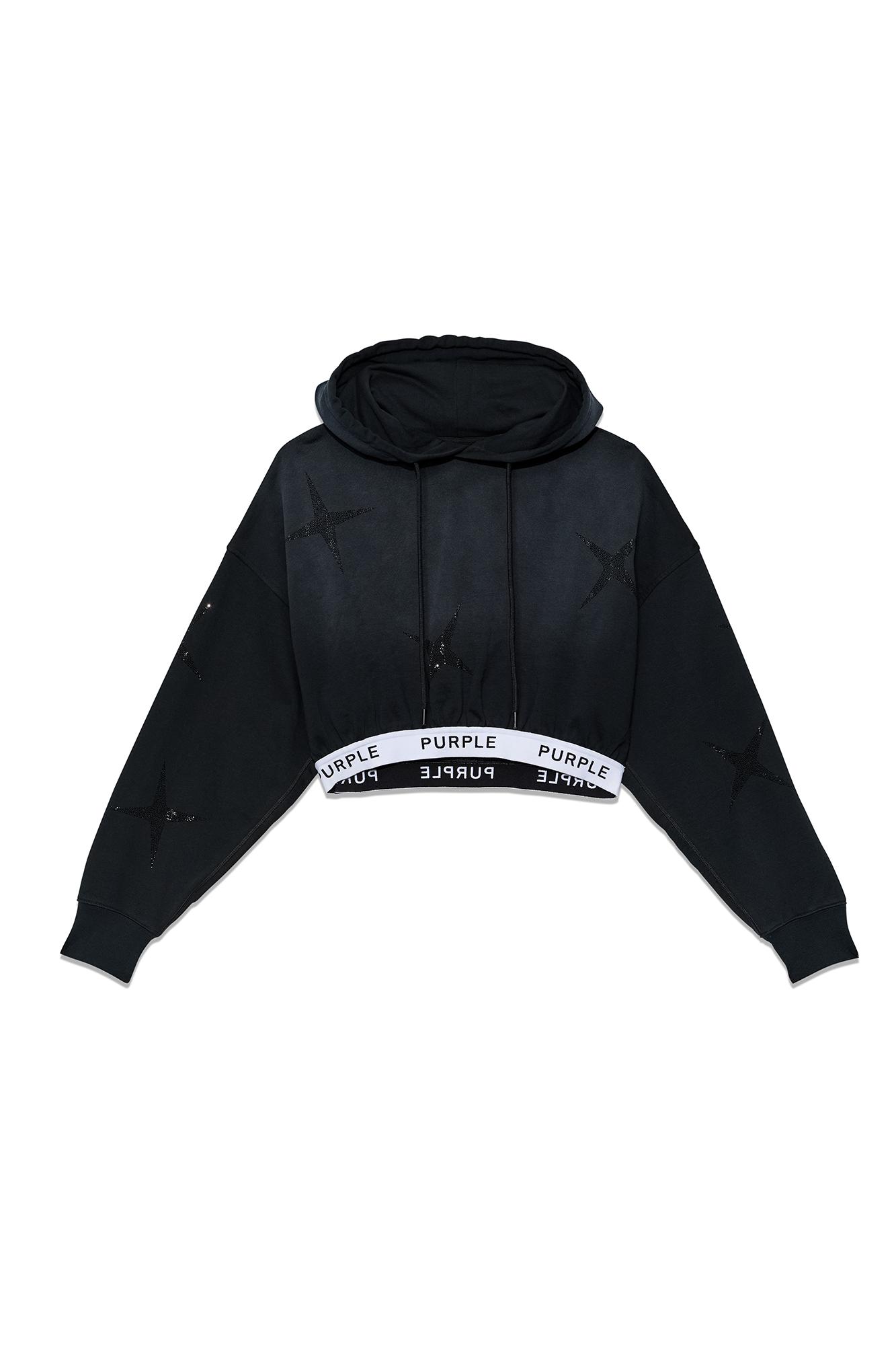 Crystal Stars Cropped Hoodie Female Product Image