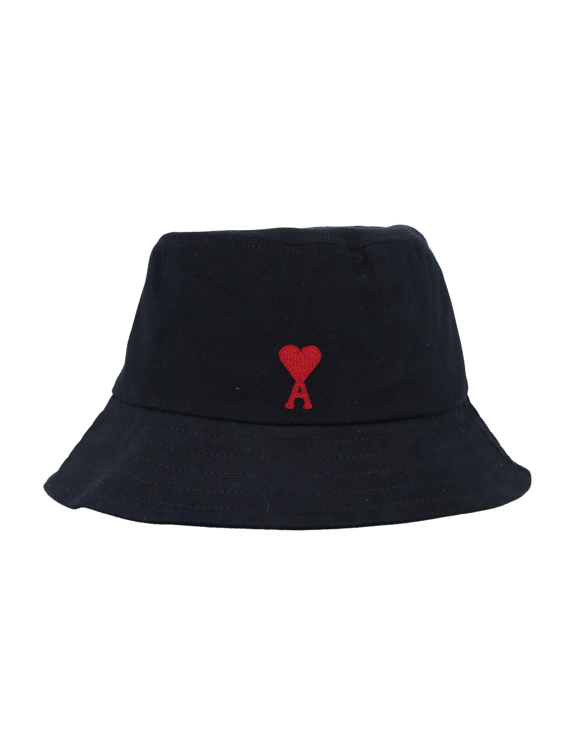 AMI ALEXANDRE MATTIUSSI Ami Paris Ami Paris De Coeur Cotton Bucket Hat In Black Product Image