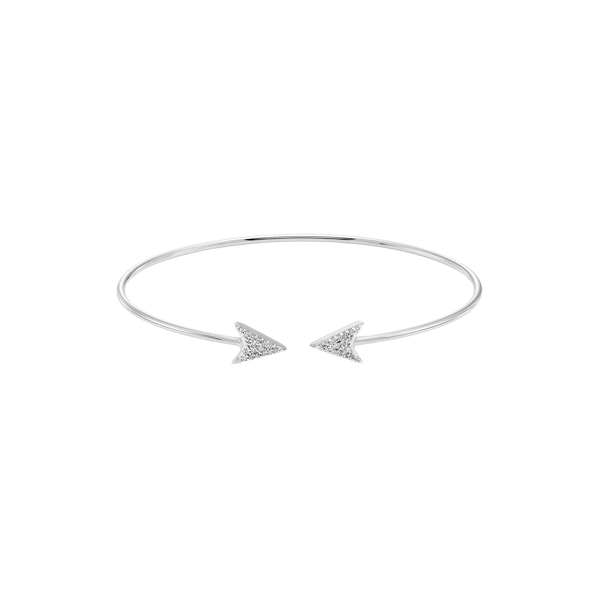 Sterling Silver 1/8 Carat T.W. Diamond Arrow Cuff Bracelet, Women's, Size: 6.5", White Product Image