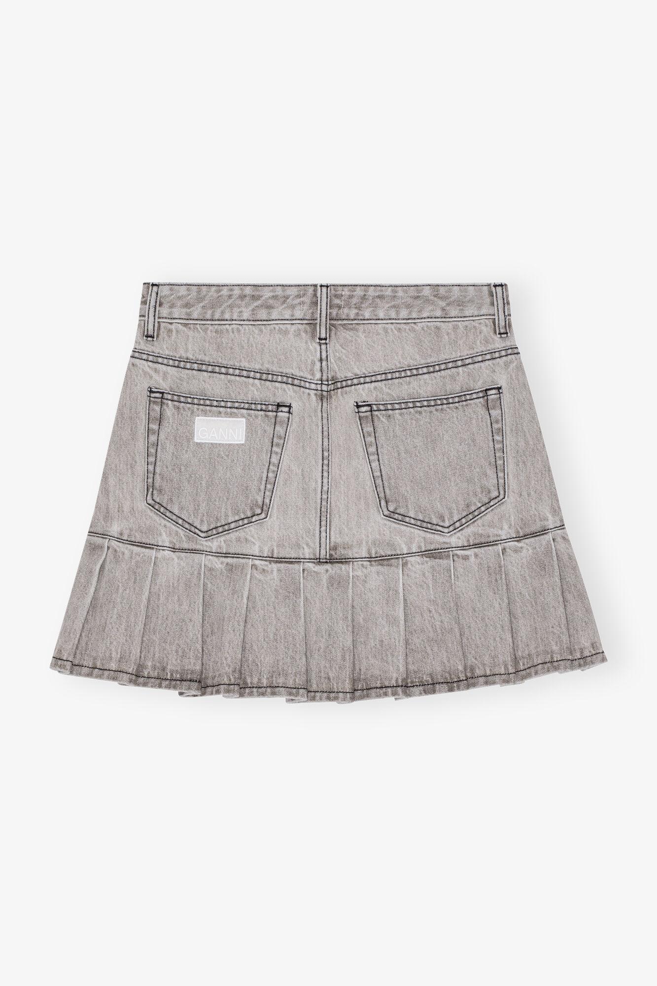 Grey Future Denim Pleated Mini Skirt Product Image