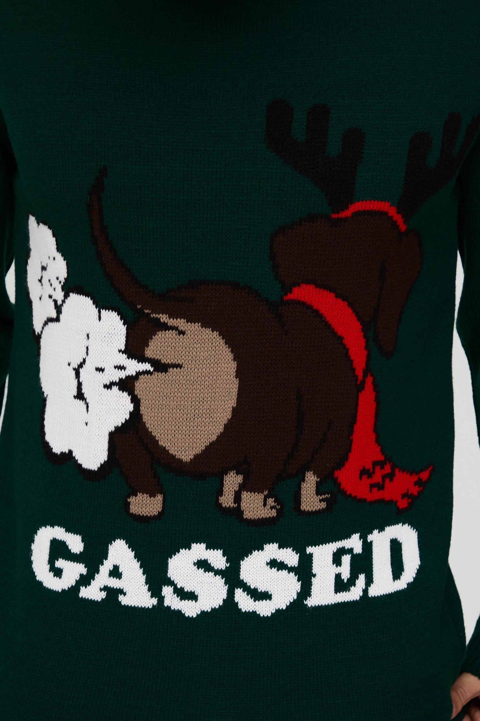 Regular Fit Gassed Christmas Sweater | boohooMAN USA Product Image