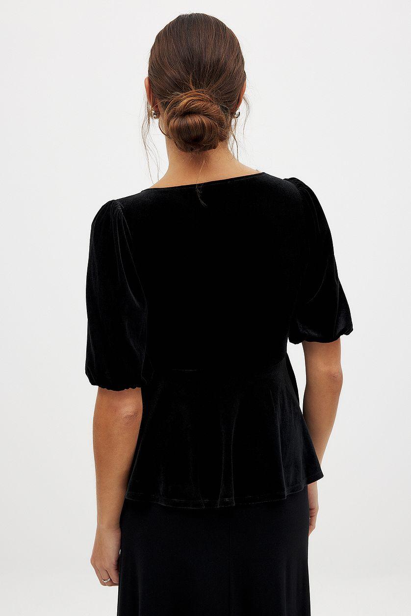 Puff Sleeve Velvet Top Product Image
