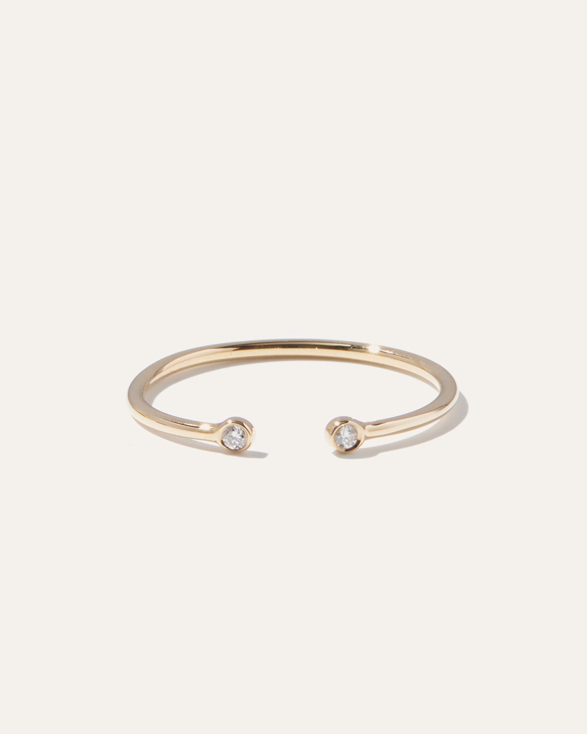 Quince | Women's 14K Gold Diamond Bezel Open Ring Product Image