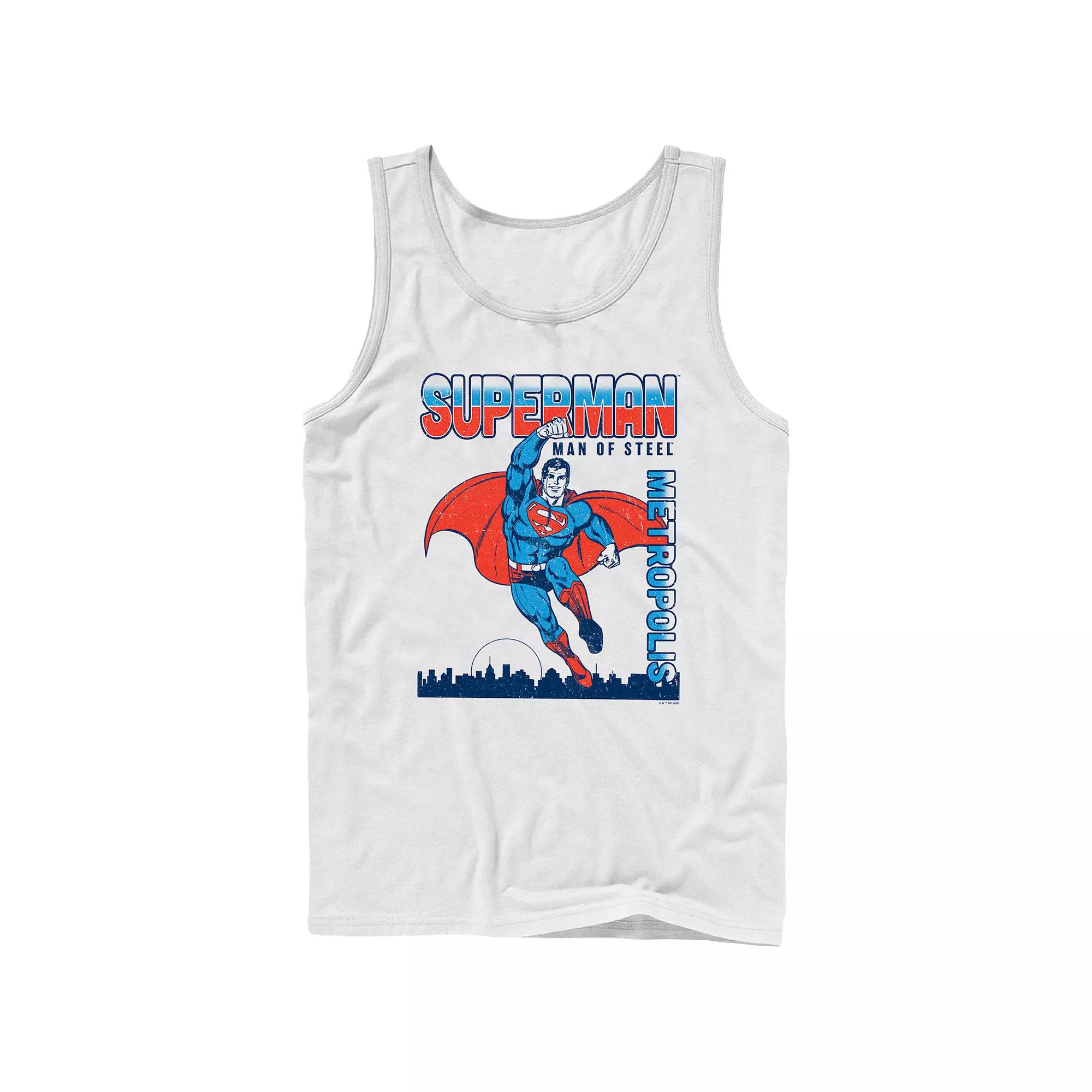 Men's DC Comics Superman Man Of Steel Vintage Poster Graphic Tank Top,  Product Image