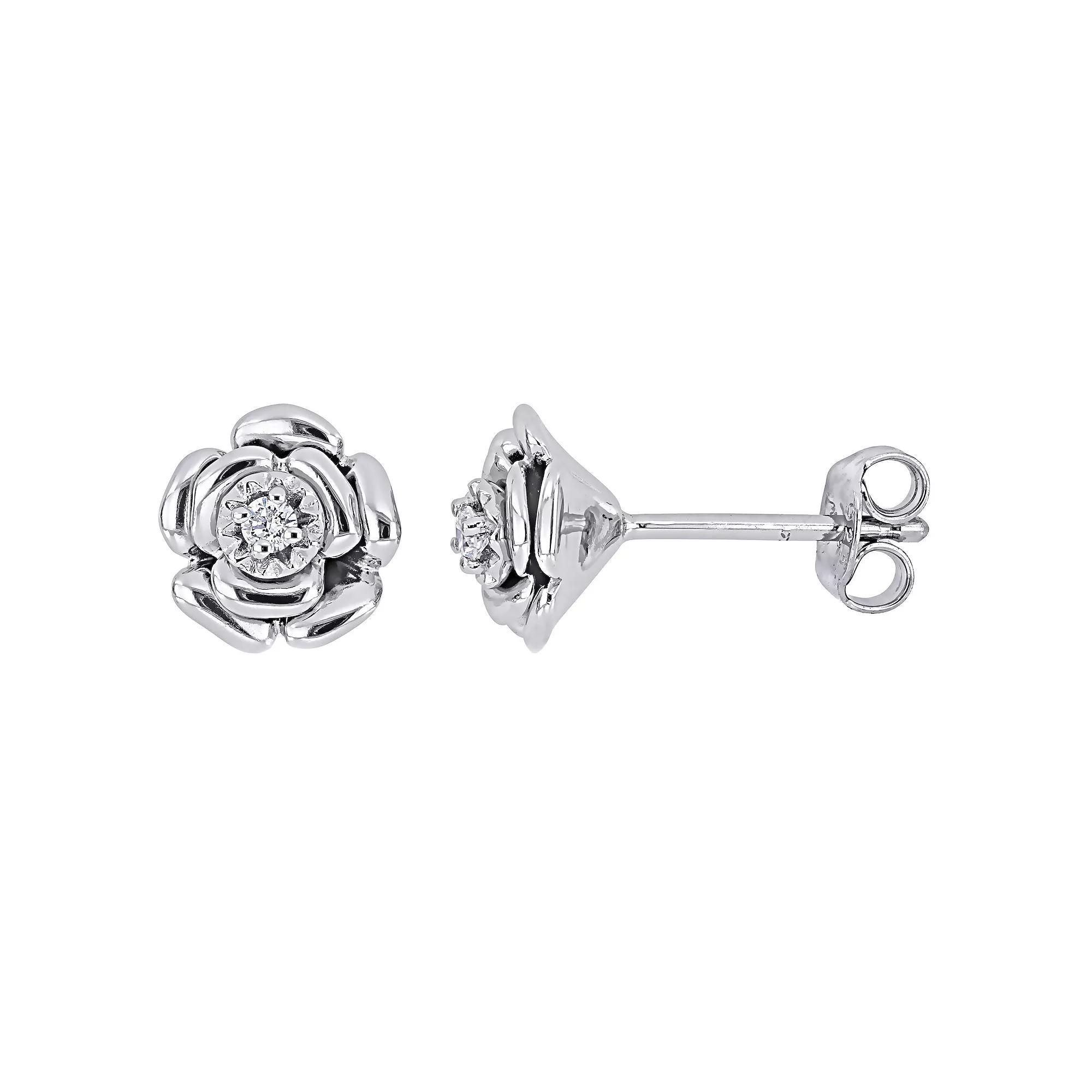 Stella Grace Sterling Silver Diamond Accent Flower Stud Earrings, Women's Product Image