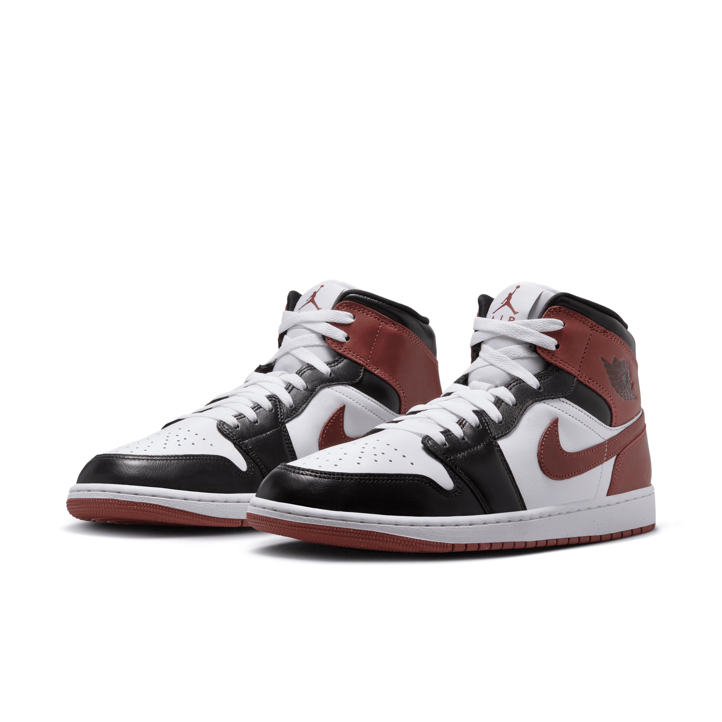 Jordan Mens Jordan Air Jordan 1 Mid SE - Mens Shoes White/Black/Dark Pony Product Image