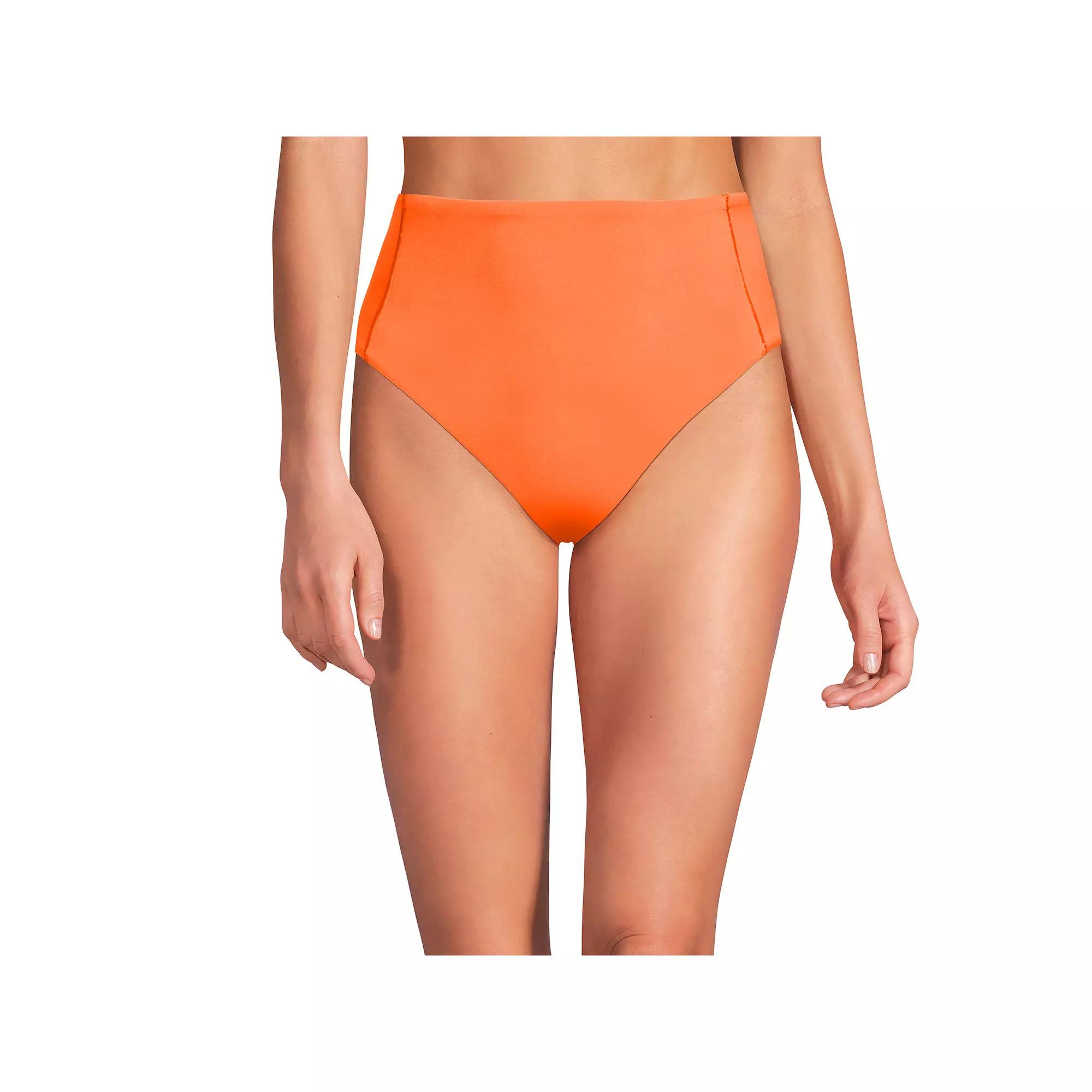 Women's Lands' End High Waisted High Leg Bikini Bottoms,  Product Image
