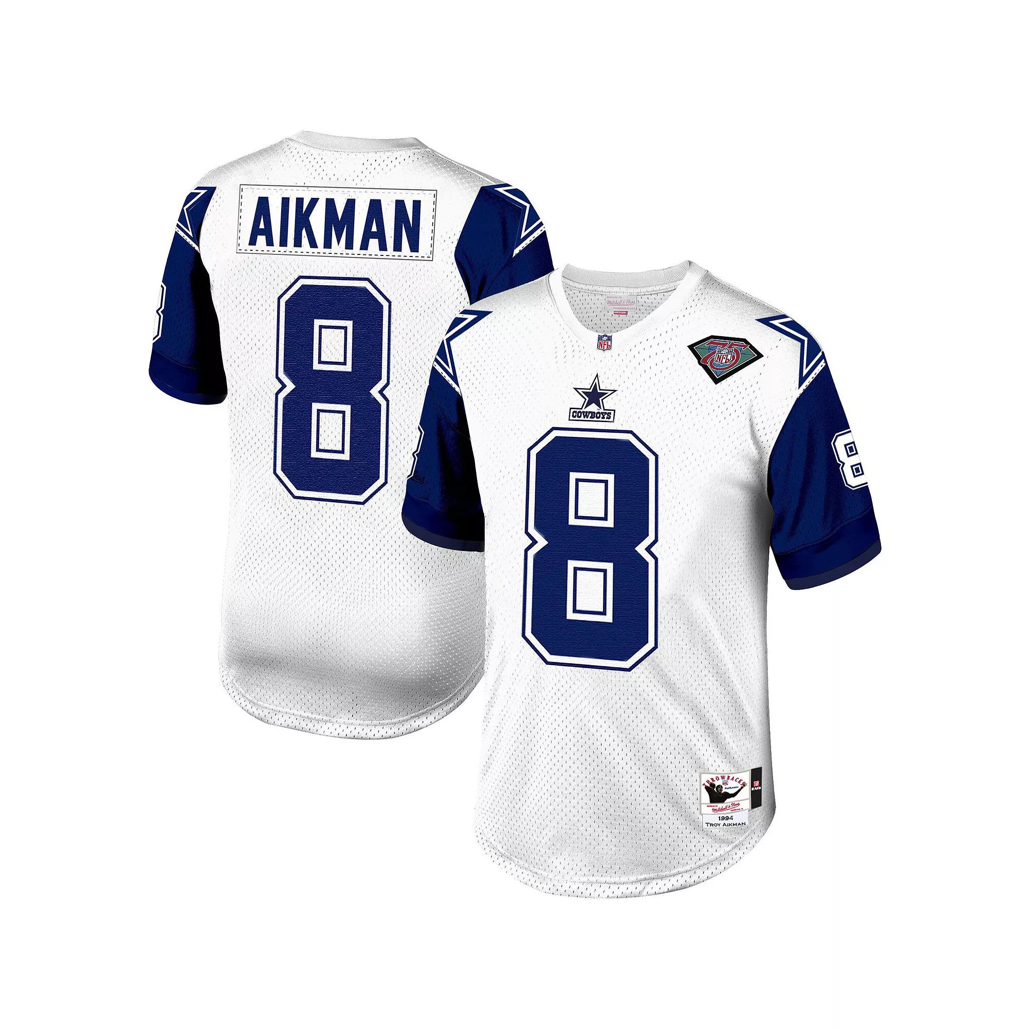 Men's Mitchell & Ness Troy Aikman White/Navy Dallas Cowboys 1994 Authentic Retired Player Jersey, Size: 60 Product Image