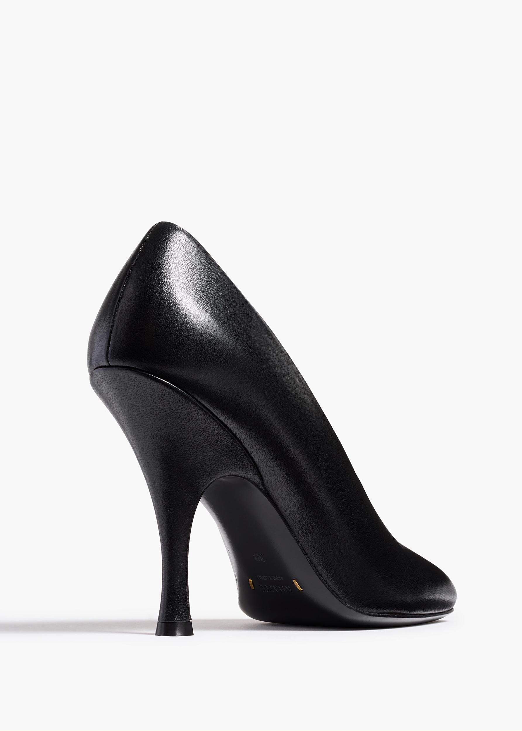 Eva Peep Toe Pump in Black Leather Product Image
