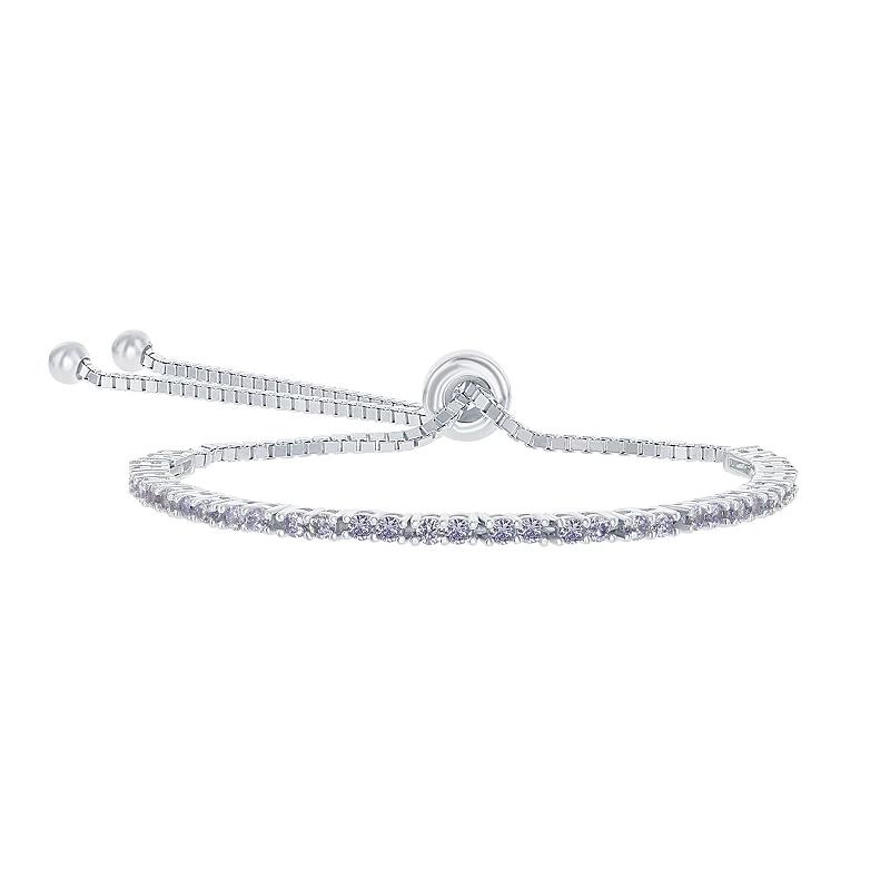 Sterling Silver 2mm Birthstone Bracelet, Women's, Size: 8", February Product Image
