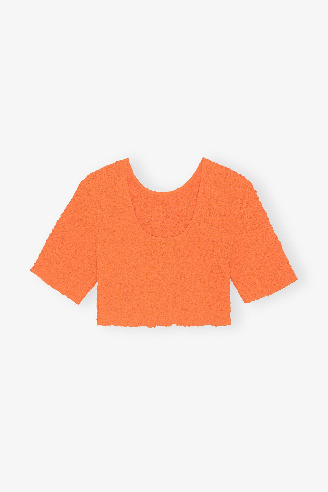 Orange Cotton Poplin Cropped Smock Top Product Image