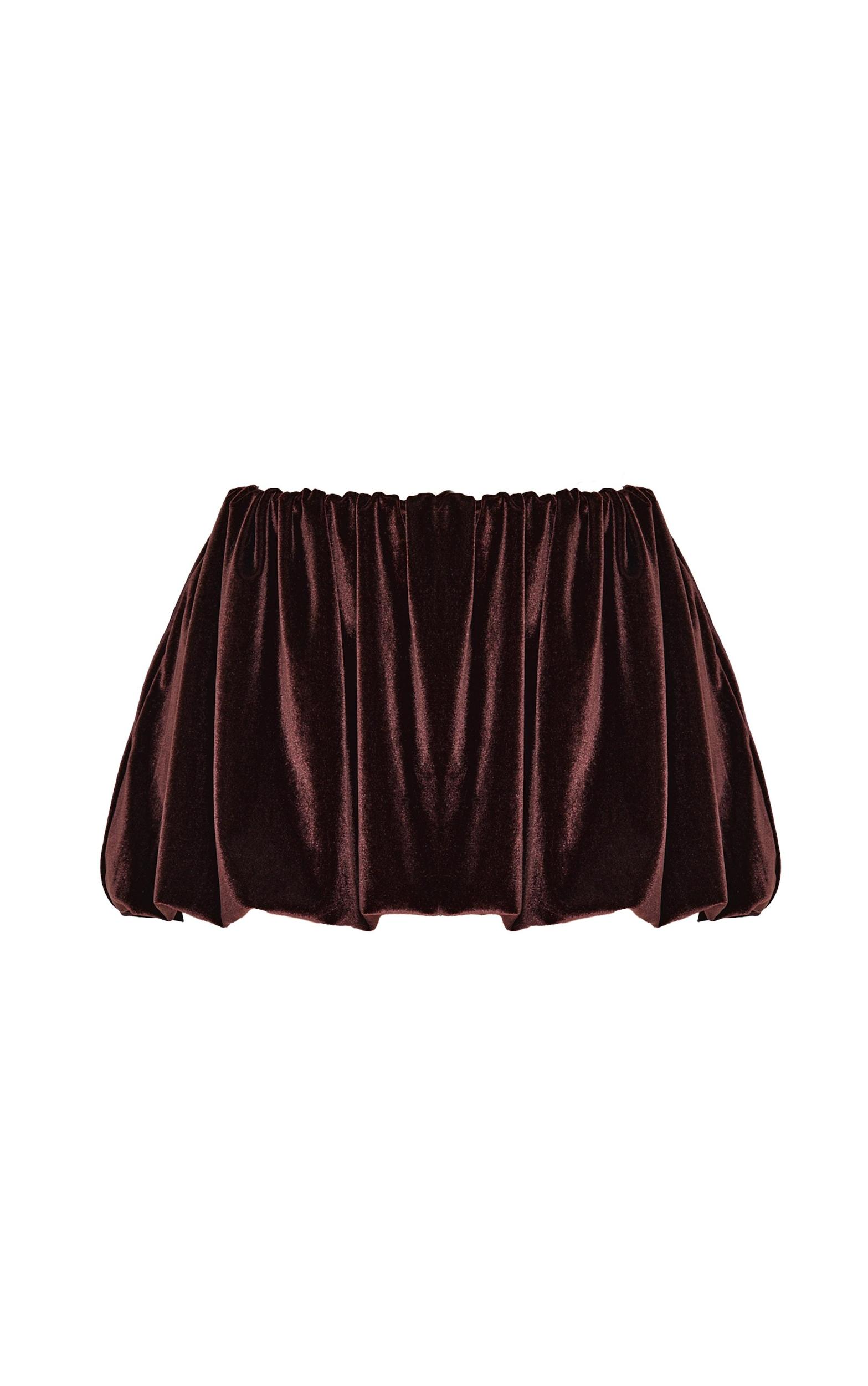 Shape Chocolate Velour Puff Ball Mini Skirt Product Image