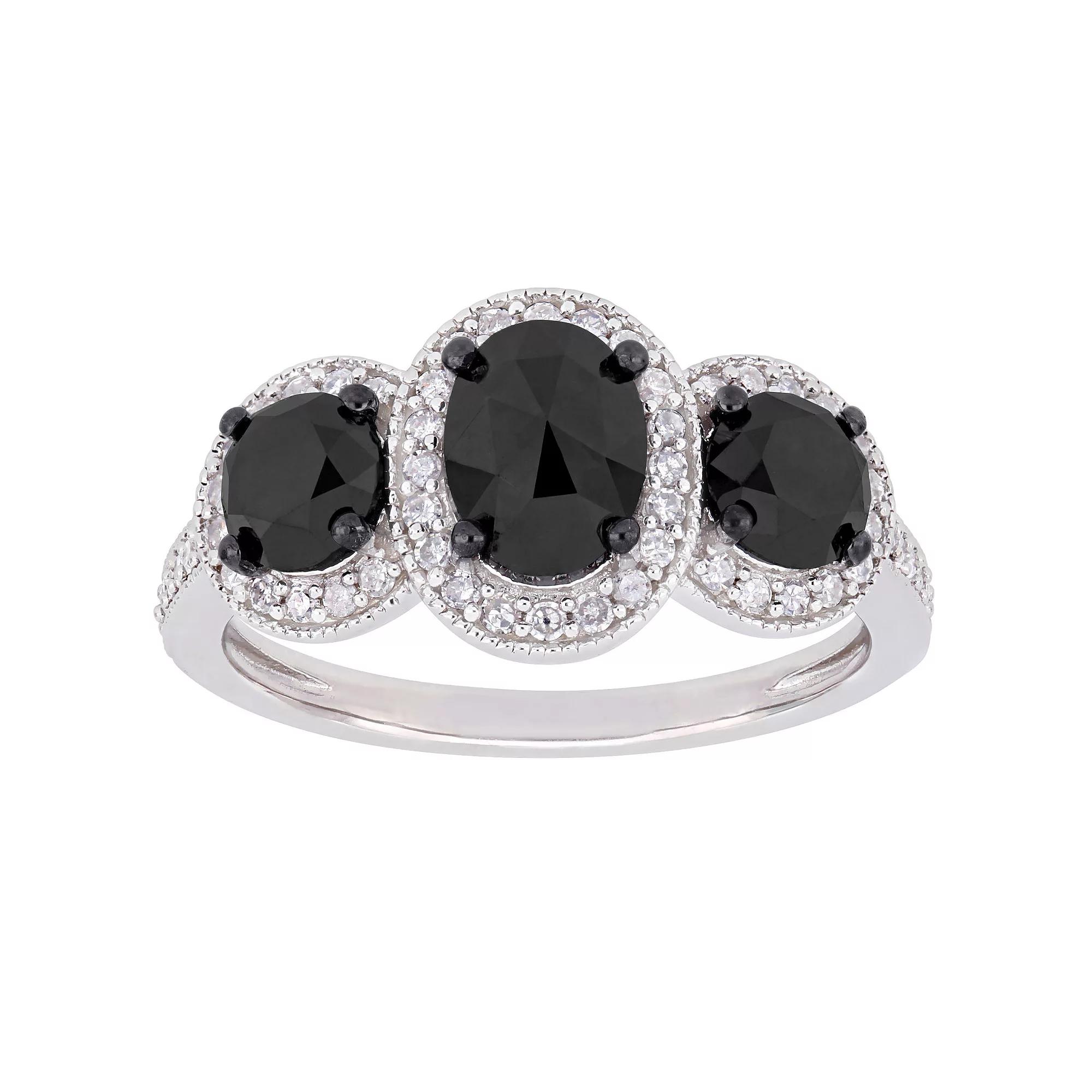 Stella Grace Sterling Silver 2-2/5 Carat T.W. Black & White Diamond Engagement Ring, Women's,  Product Image
