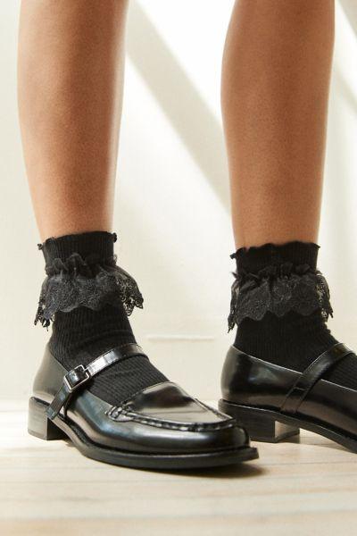 Ruffle Ribbed Crew Sock Womens at Urban Outfitters Product Image