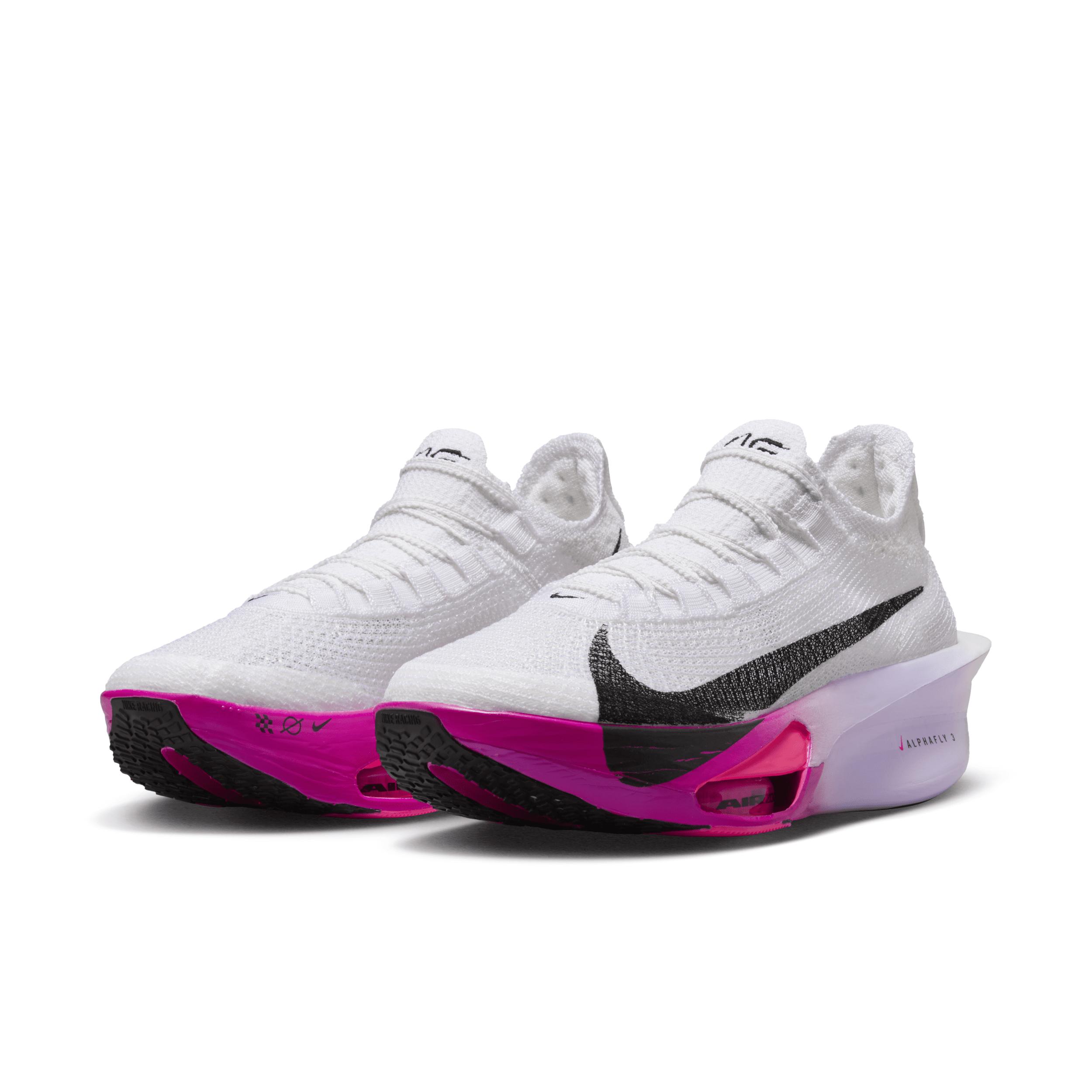 Nike Womens Air Zoom Alphafly 3 Running Shoes in White/Black/Purple Agate Product Image