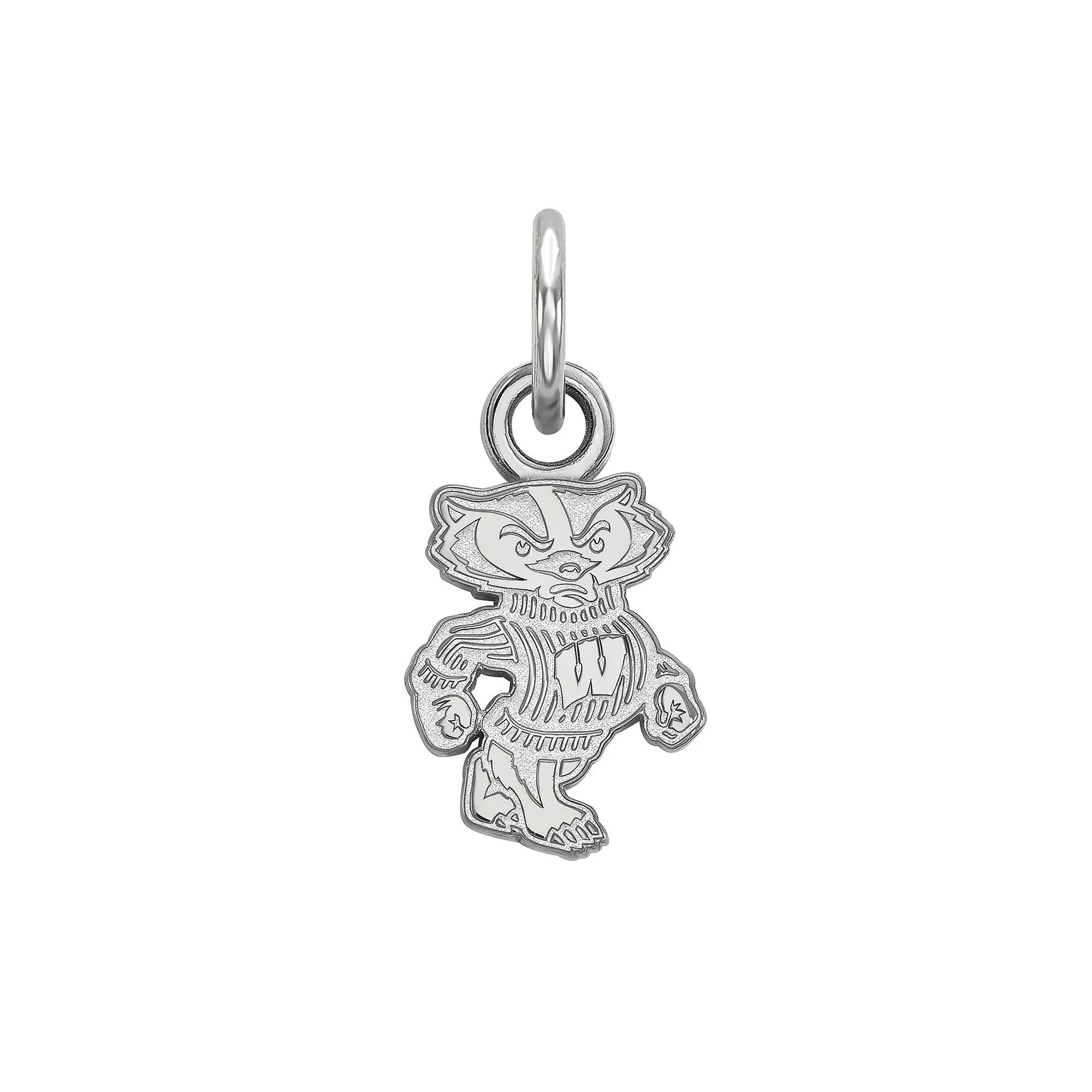 LogoArt Sterling Silver Wisconsin Badgers Bucky Badger Pendant, Women's, Size: 16MM Product Image