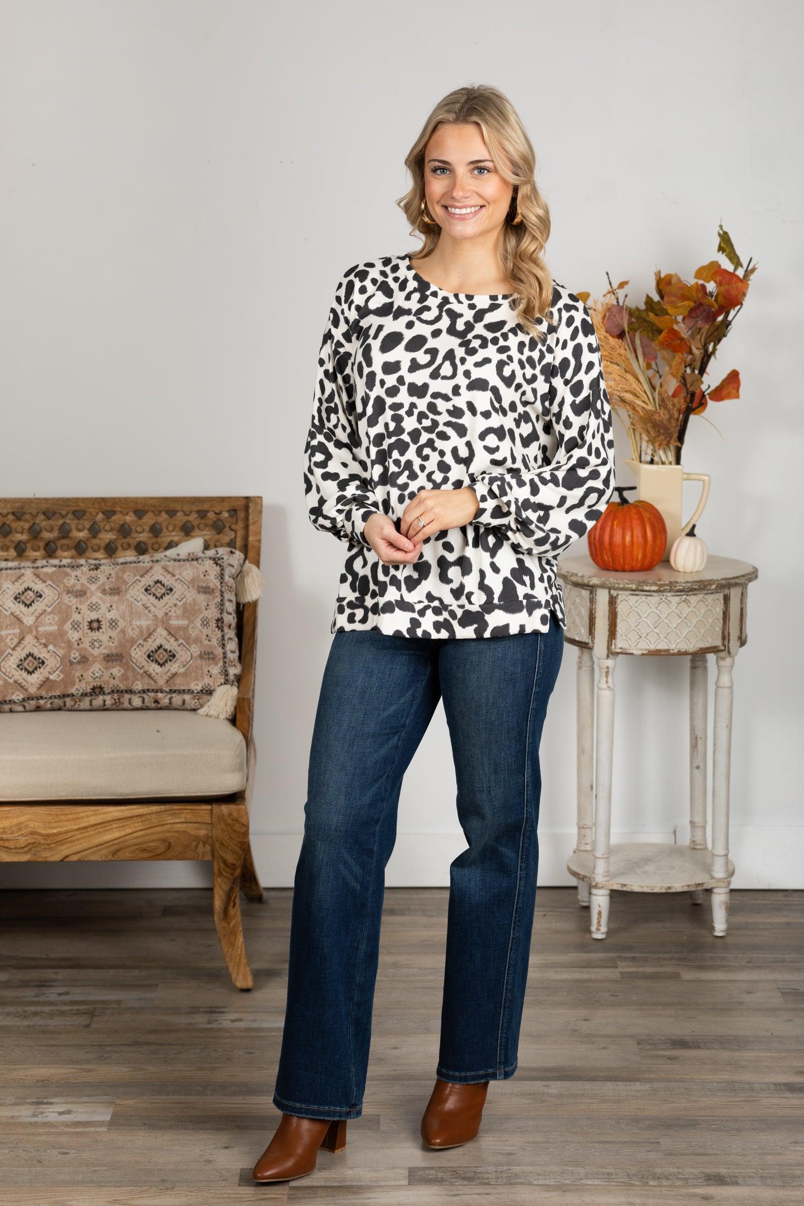 Soft Touch Leopard Hacci Knit Top Product Image