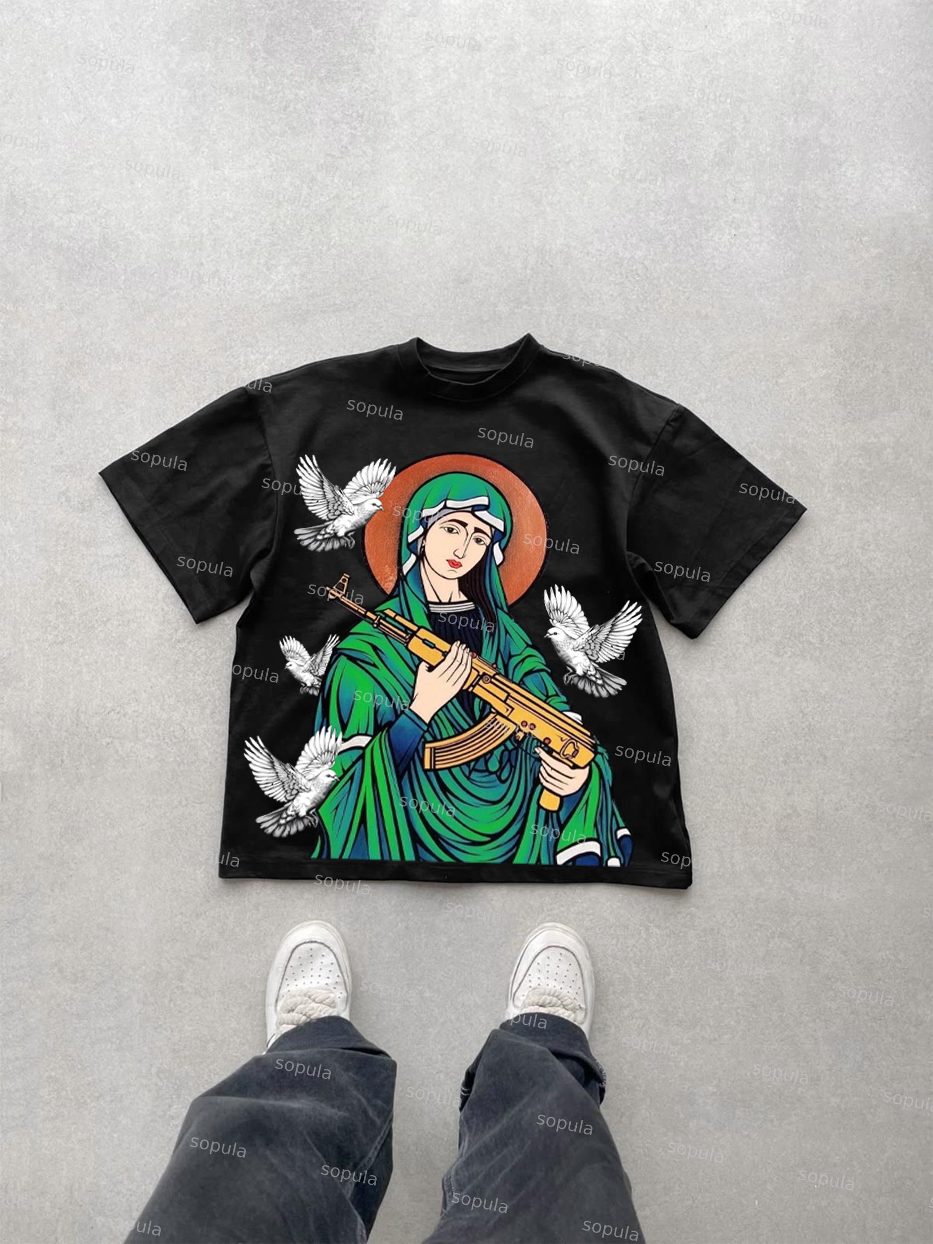 Graphic Of Our Lady Of Peace With Truth In Her Hands Cotton T-shirt Product Image
