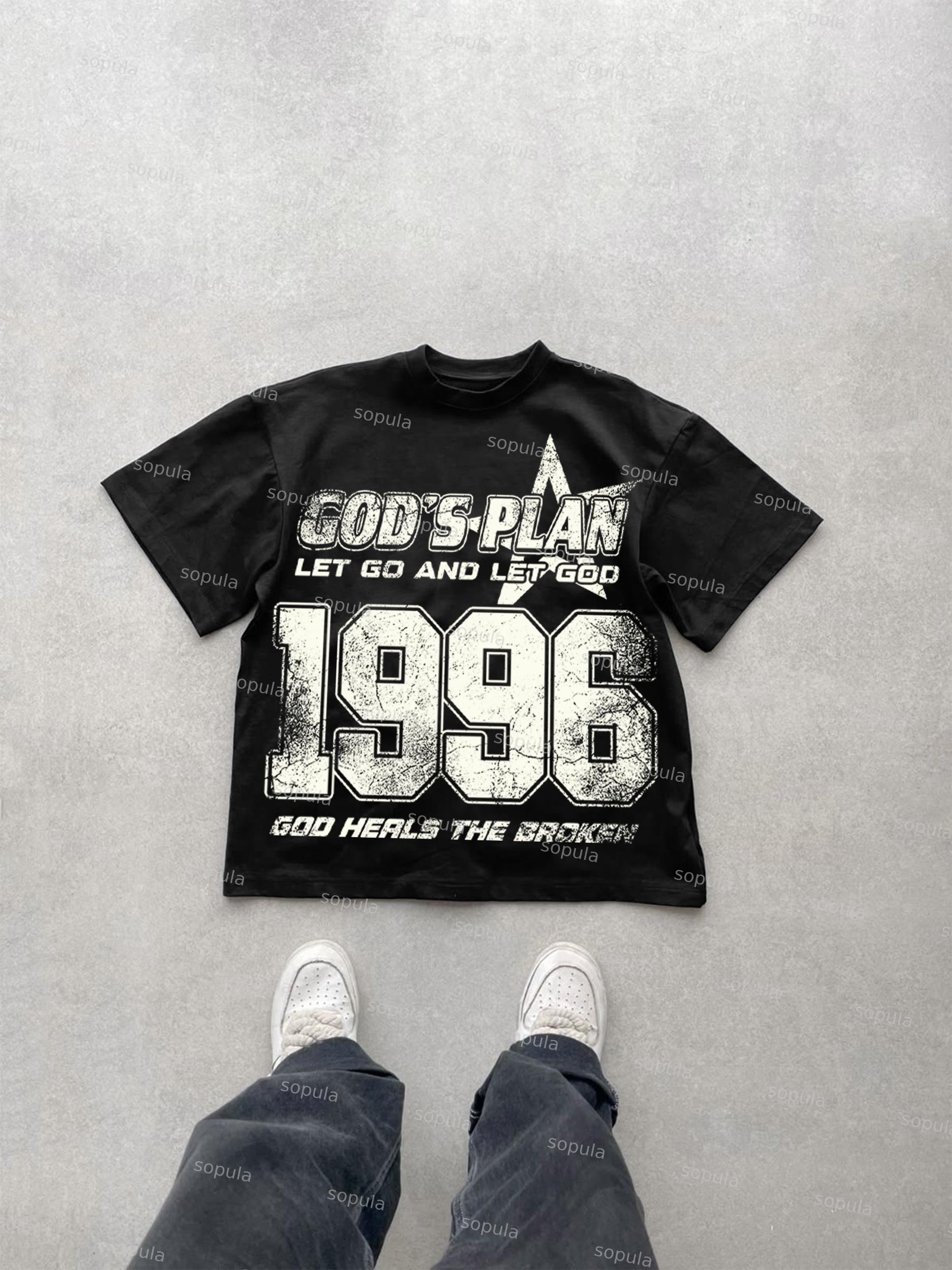 God's Plan 1996 Retro Aged Graphic Cotton T-shirt Product Image