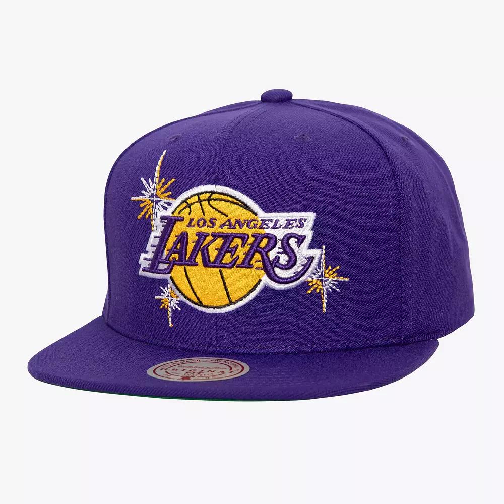 Men's Mitchell & Ness Purple Los Angeles Lakers Starlight Snapback Hat Product Image