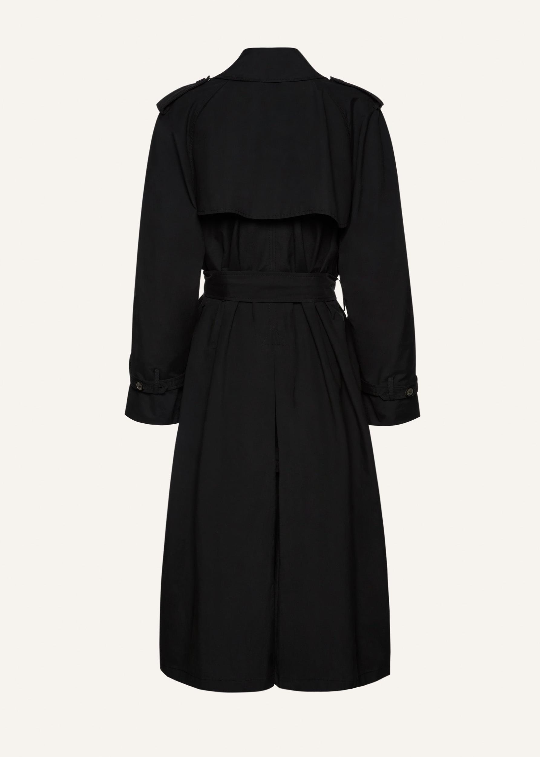 Mid-length cotton trench coat in black Product Image