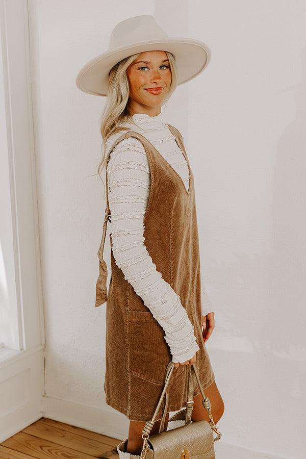 Uptown Manhattan Corduroy Mini Dress in Mocha Product Image