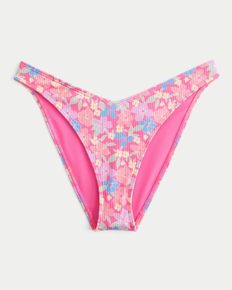 Ribbed High-Leg Cheeky Bikini Bottom Product Image