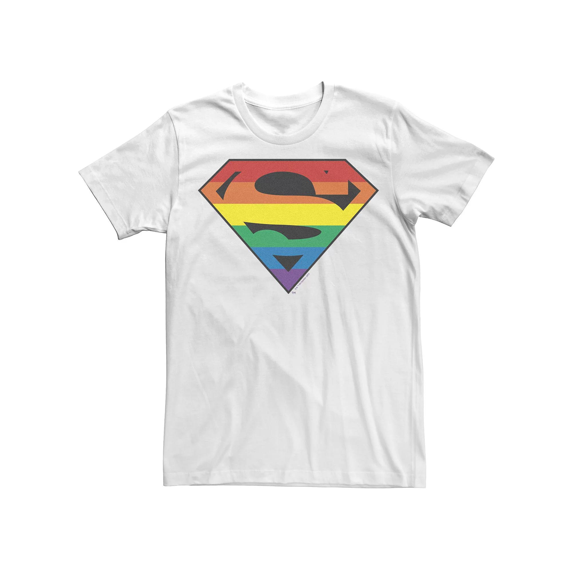 Men's Superman Rainbow Striped Chest Logo Tee,  Product Image