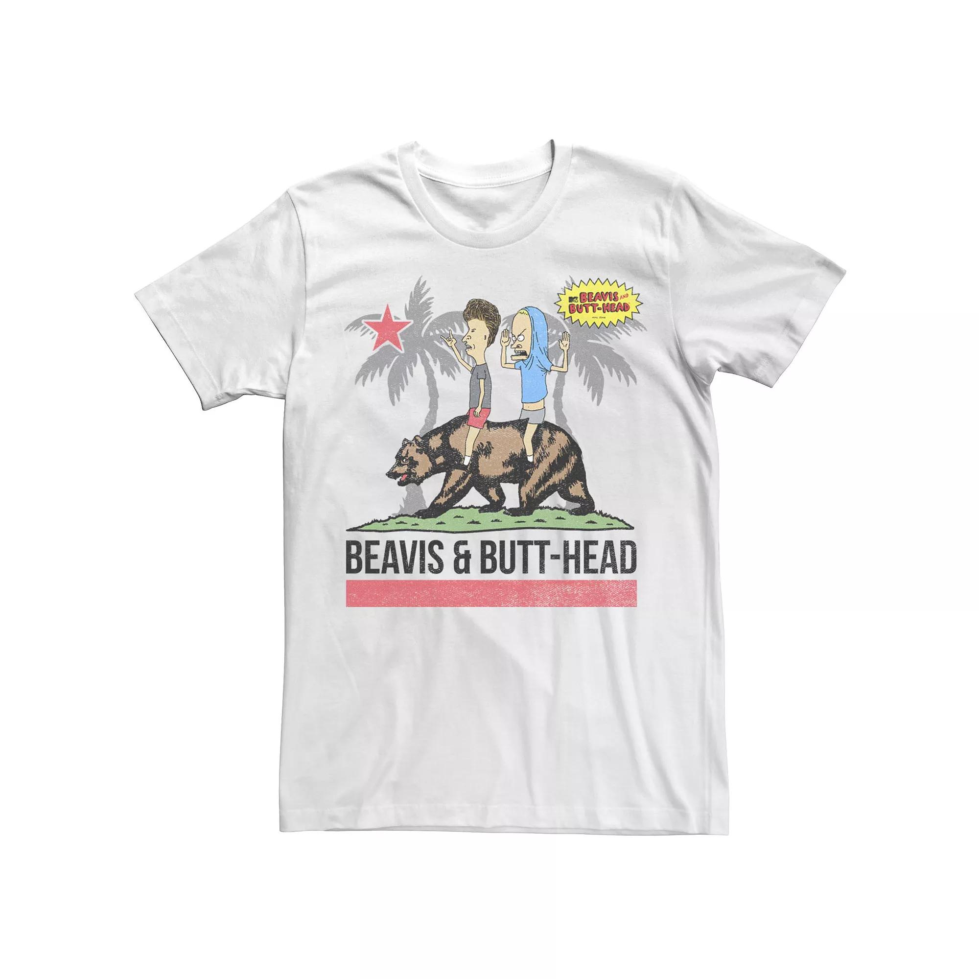 Men's Beavis And Butthead Bear California Flag Tee,  Product Image