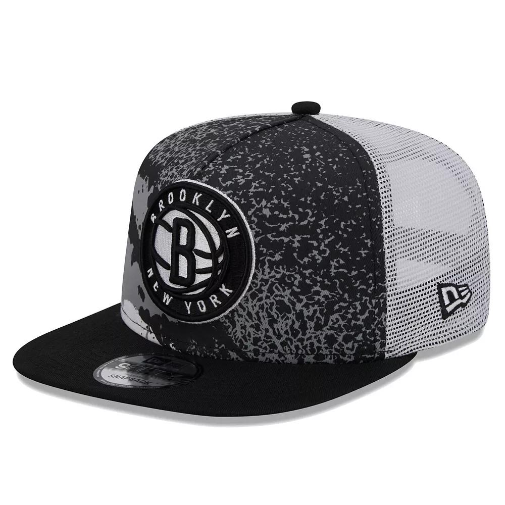 Men's New Era Black Brooklyn Nets Court Sport Speckle 9FIFTY Snapback Hat Product Image