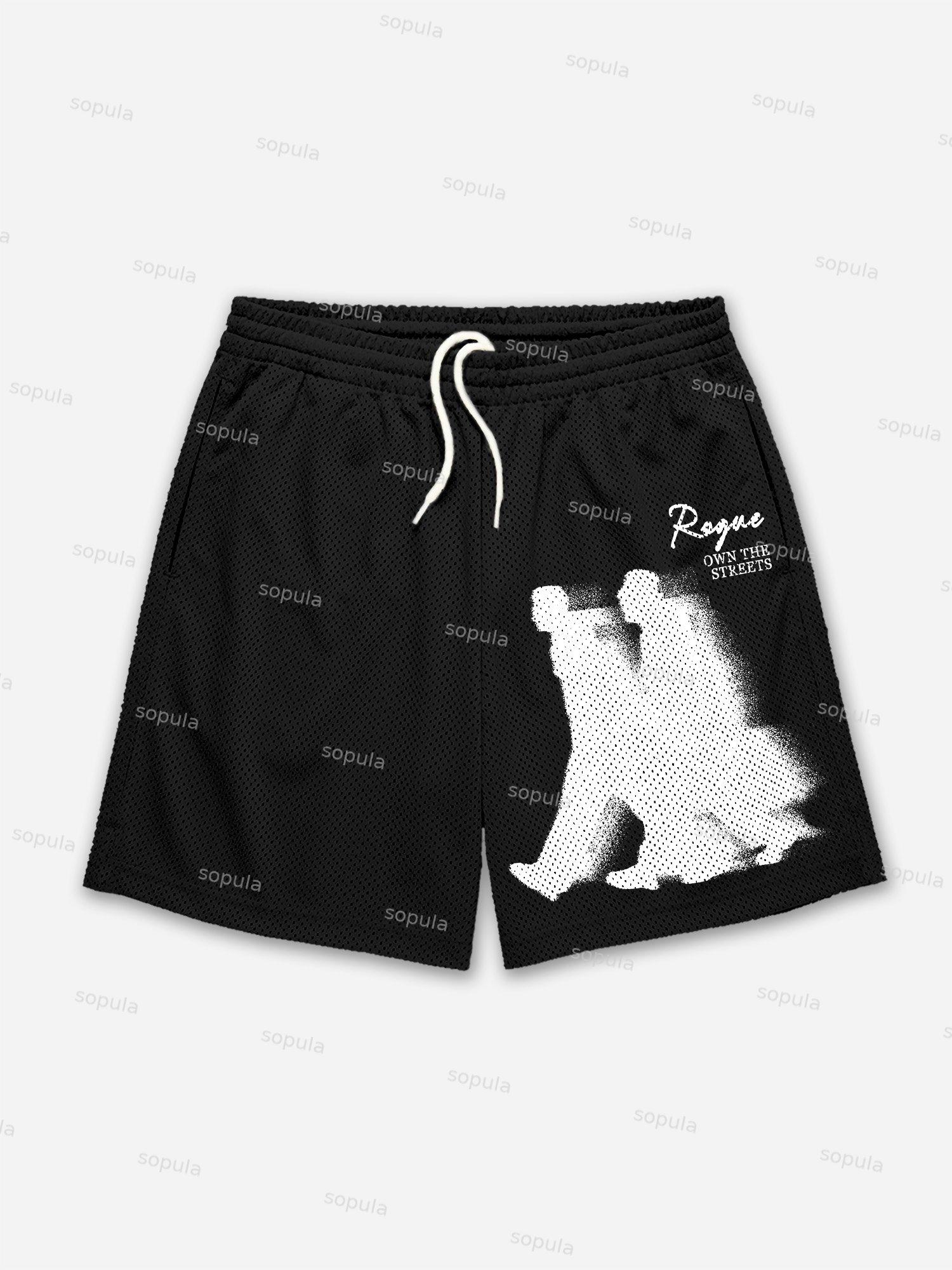 Abstract Graphic Rogue Print Mesh Shorts Product Image