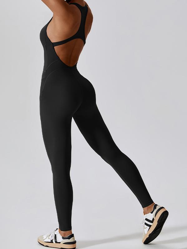 Solid U Neck Cutout Jumpsuit Product Image